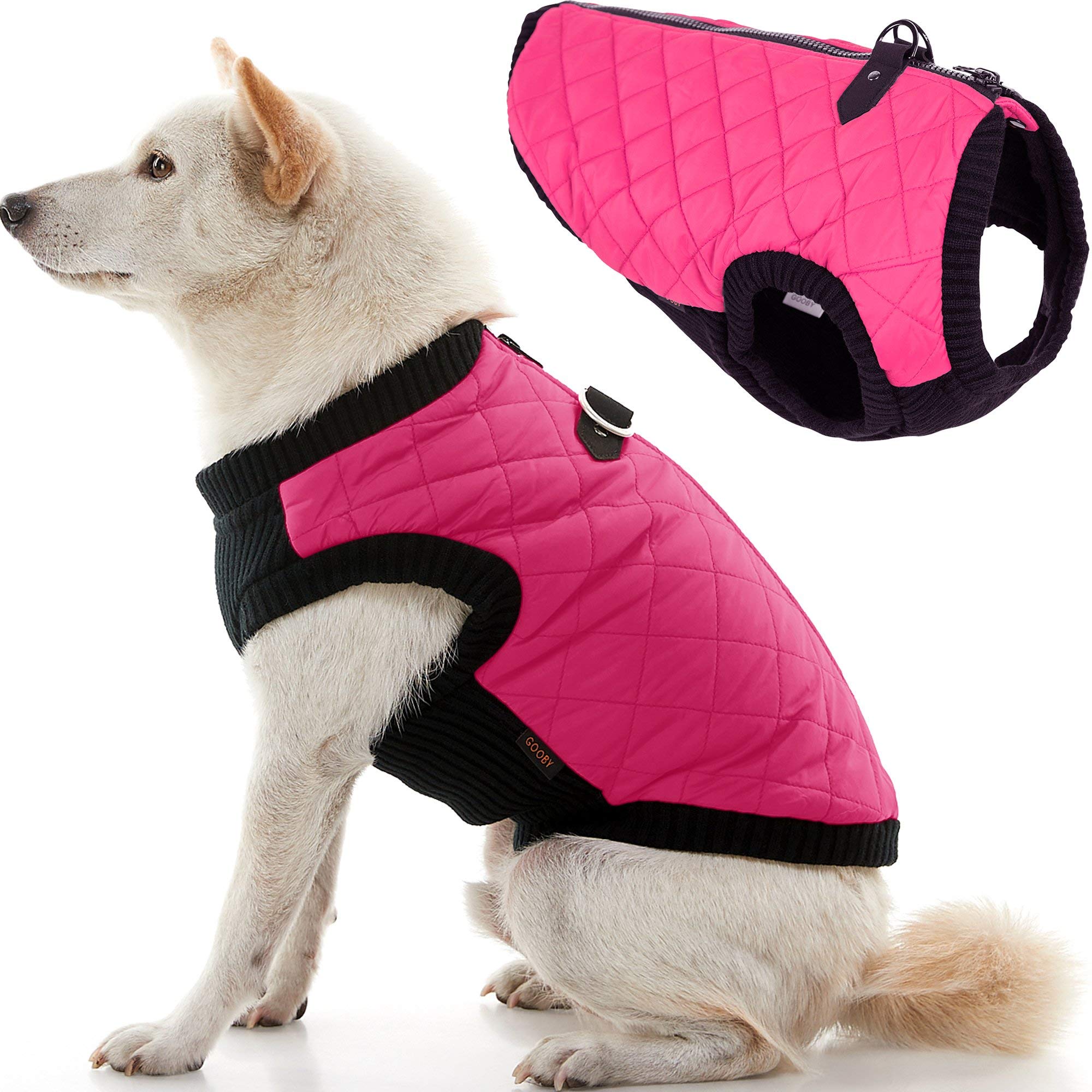 Gooby Fashion Vest Dog Jacket - Pink, Medium - Warm Zip Up Dog Bomber Vest With Dual D Ring Leash - Winter Water Resistant Small Dog Sweater - Dog Clothes For Small Dogs Boy Or Medium Dogs