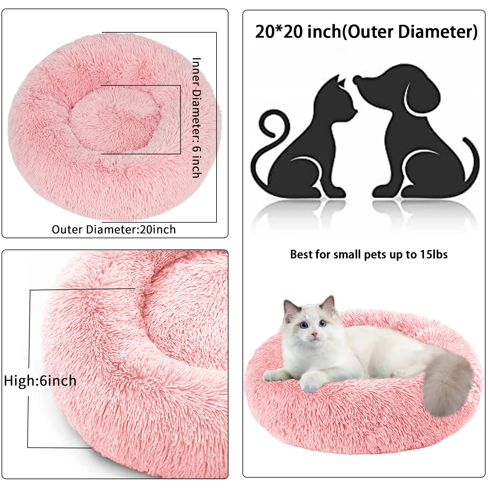Cat Beds For Indoor Cats,20 Inch Dog Bed For Small Melium Large Dogs, Washable-Round Pet Bed For Puppy And Kitten With Slip-Resi