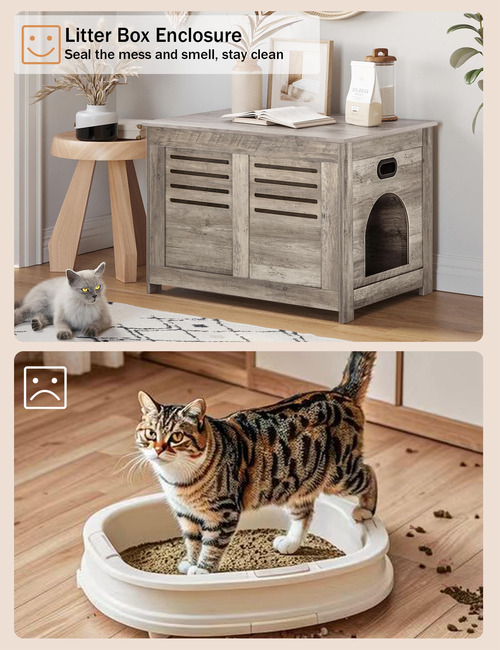 Dinzi Lvj Litter Box Enclosure, Flip Top Litter Box Furniture, Good Ventilation, Hidden Cat Washroom, 27.6'' L X 19.7'' W X 19.7