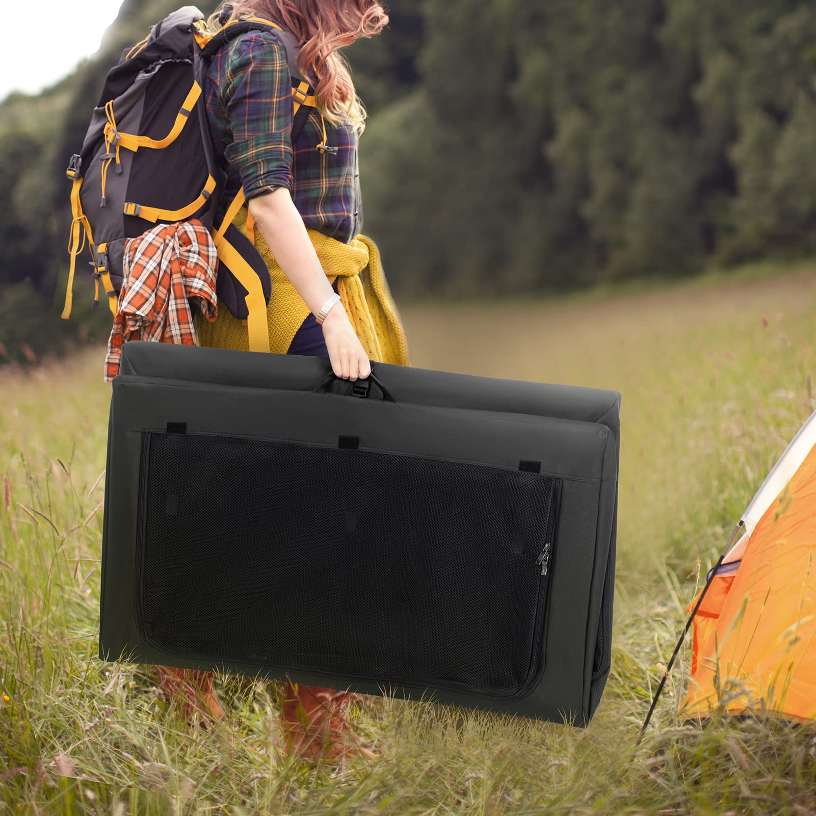 Dog Crates For Small Dogs With Thicken Plush Mat-Foldable Design + Adjustable The Tightness Of The Cloth, Dog Crates 24Inch