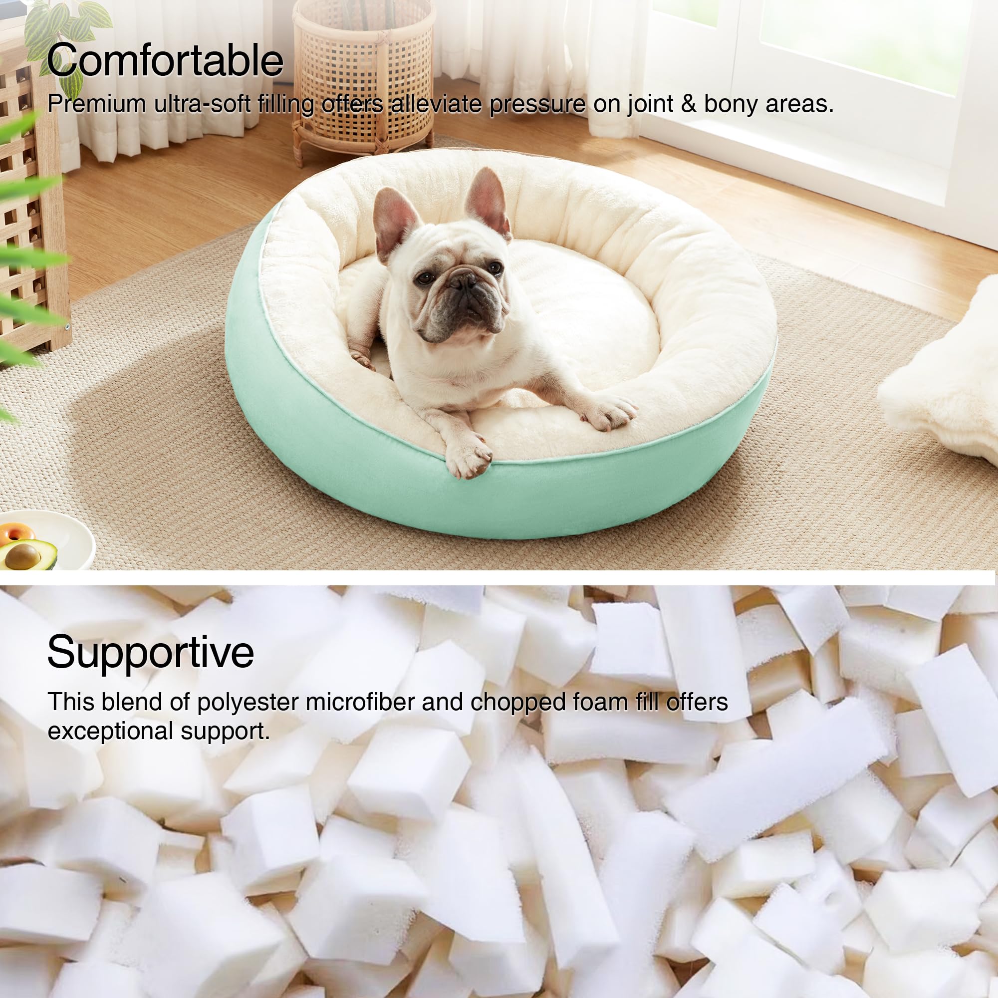 Love'S Cabin Round Donut Cat And Dog Cushion Bed, 25In Pet Bed For Small Or Medium Dogs, Anti-Slip & Water-Resistant Bottom, Sof