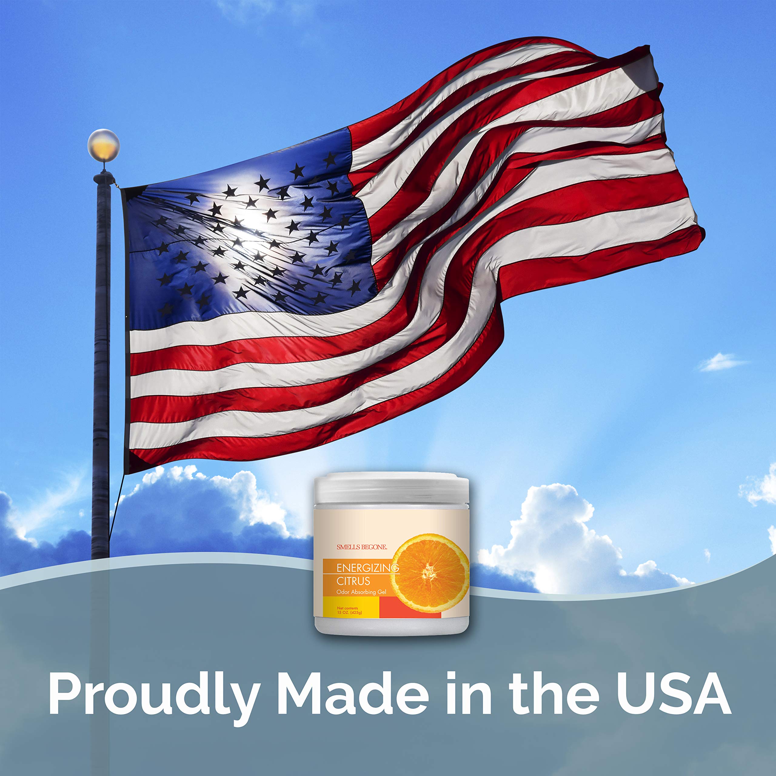 SMELLS BEGONE Air Freshener Odor Absorber Gel - 15 oz, Pack of 2 - Absorbs and Eliminates Odor in Pet Areas, Bathrooms, Cars, &