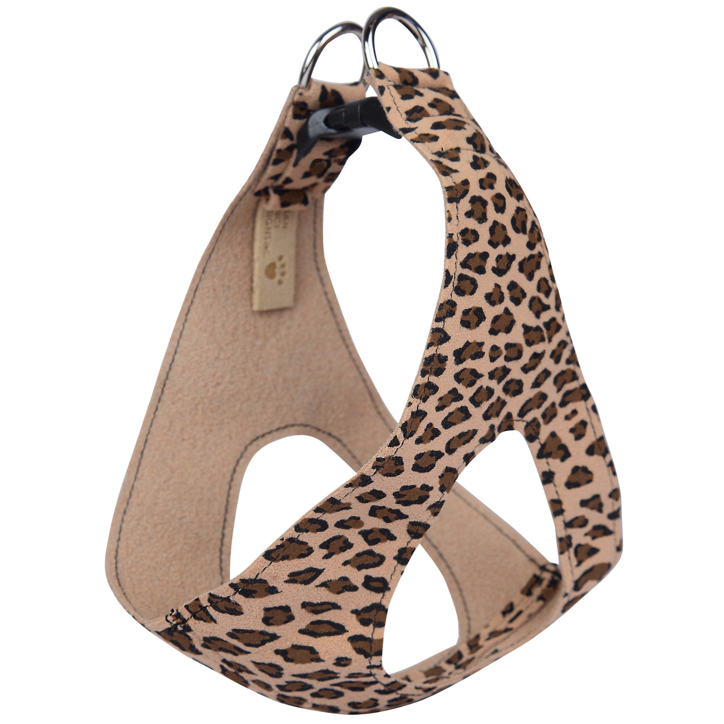 Susan Lanci Designs Premium Ultrasuede Step In Harness For Dog And Pets, Cheetah, X-Large