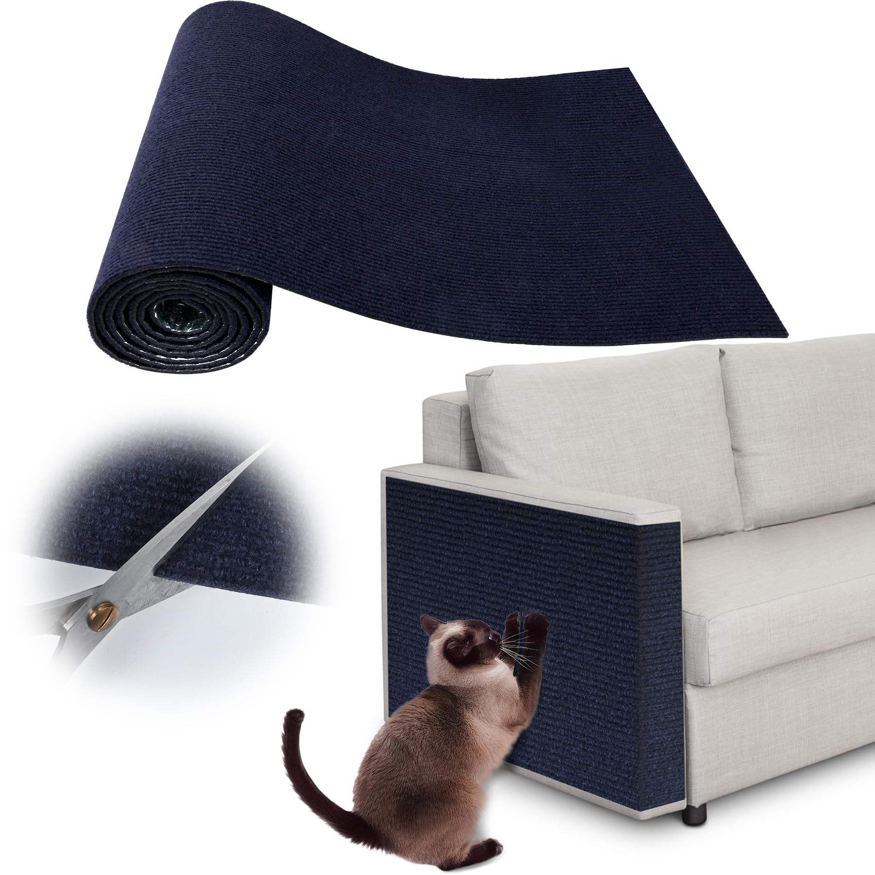 Inchoco Furniture Protectors From Cats Scratching - 40 X 15.8 Trimmable Self-Adhesive Carpet Protector For Pets, Cat Diy Cli