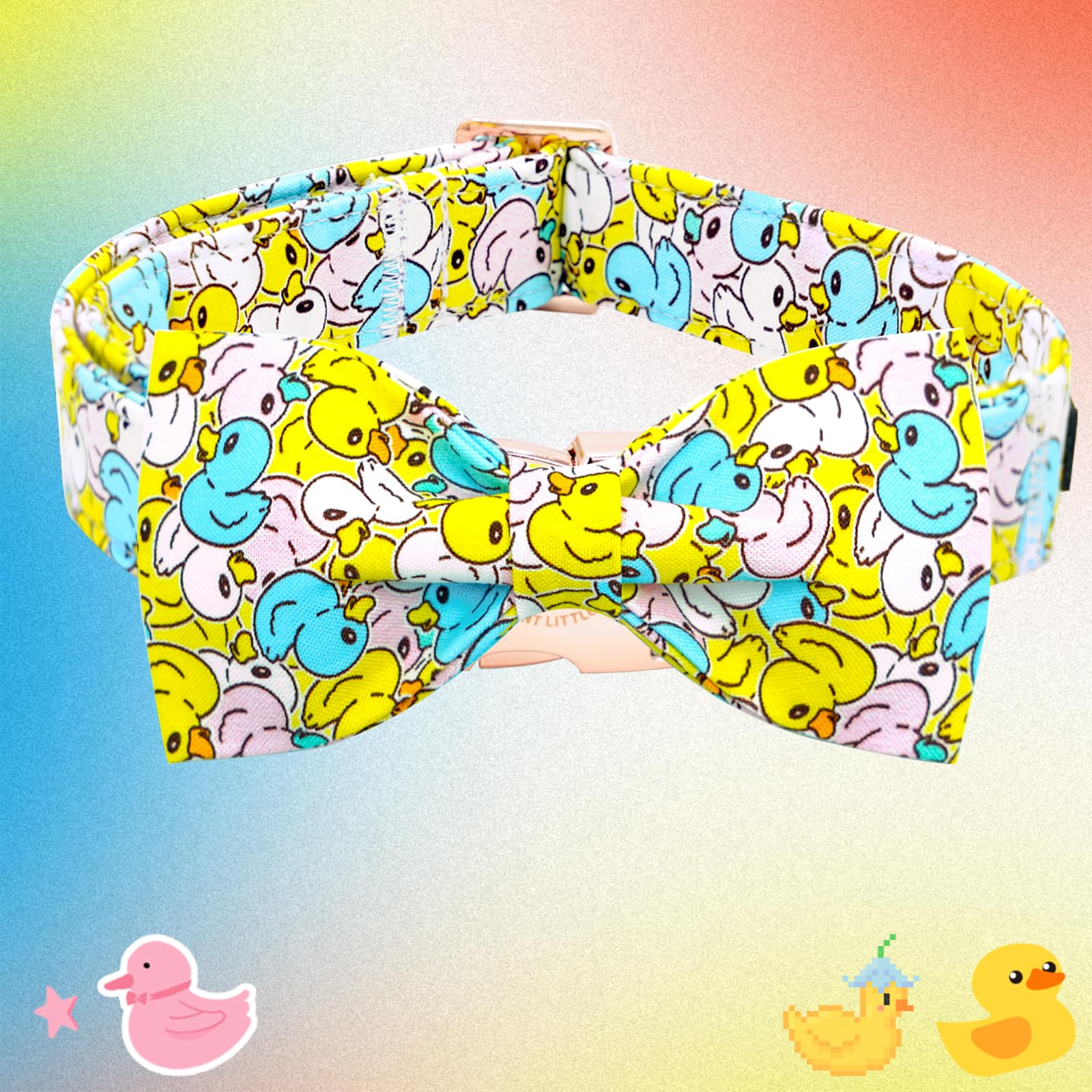 Elegant Little Tail Dog Collar- Cute Duck Dog Collar With Bow For Large Dogs, Female Or Male Adjustable Cotton Summer Pet Bow Ho