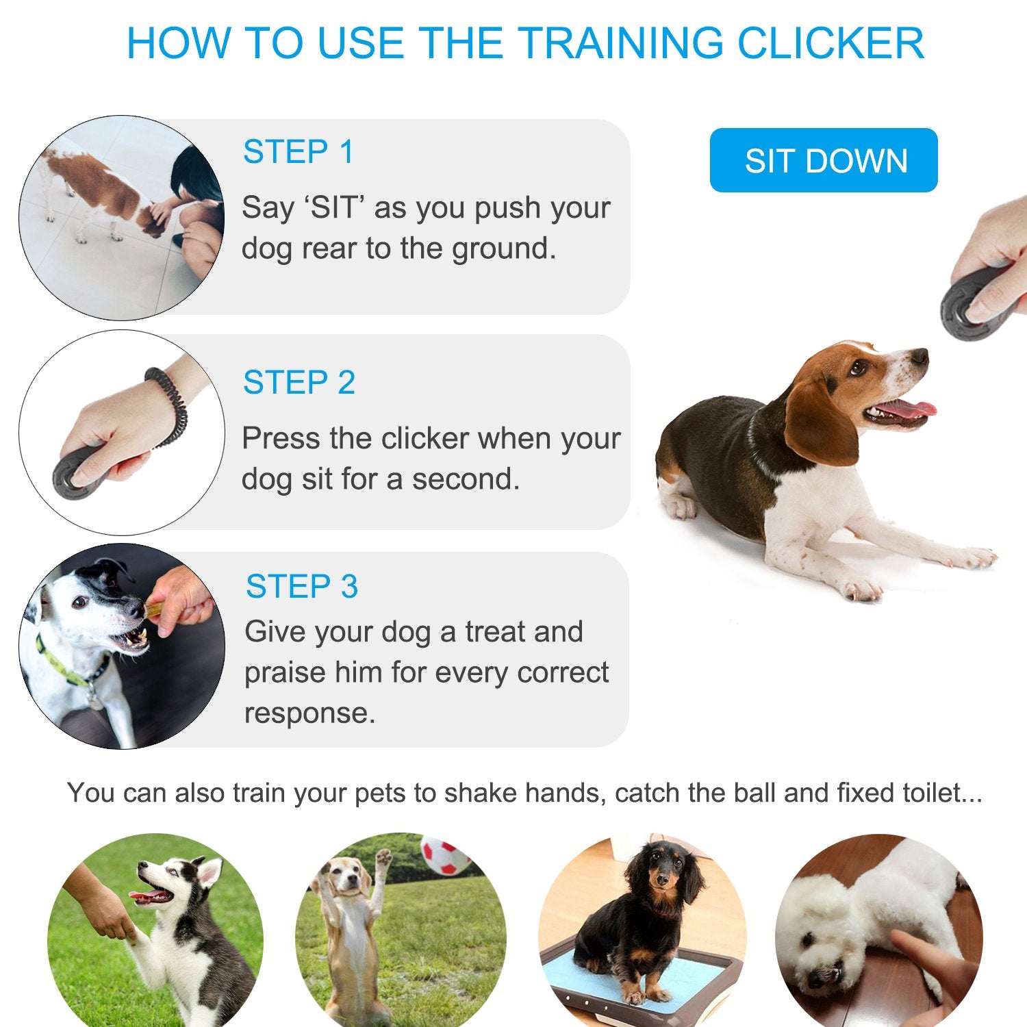 Diyife Clicker Training for Dogs, [4 Pcs, Multi-Color] Dog Clicker for Training, Clicker Dog Training with Wrist Strap, Clicker