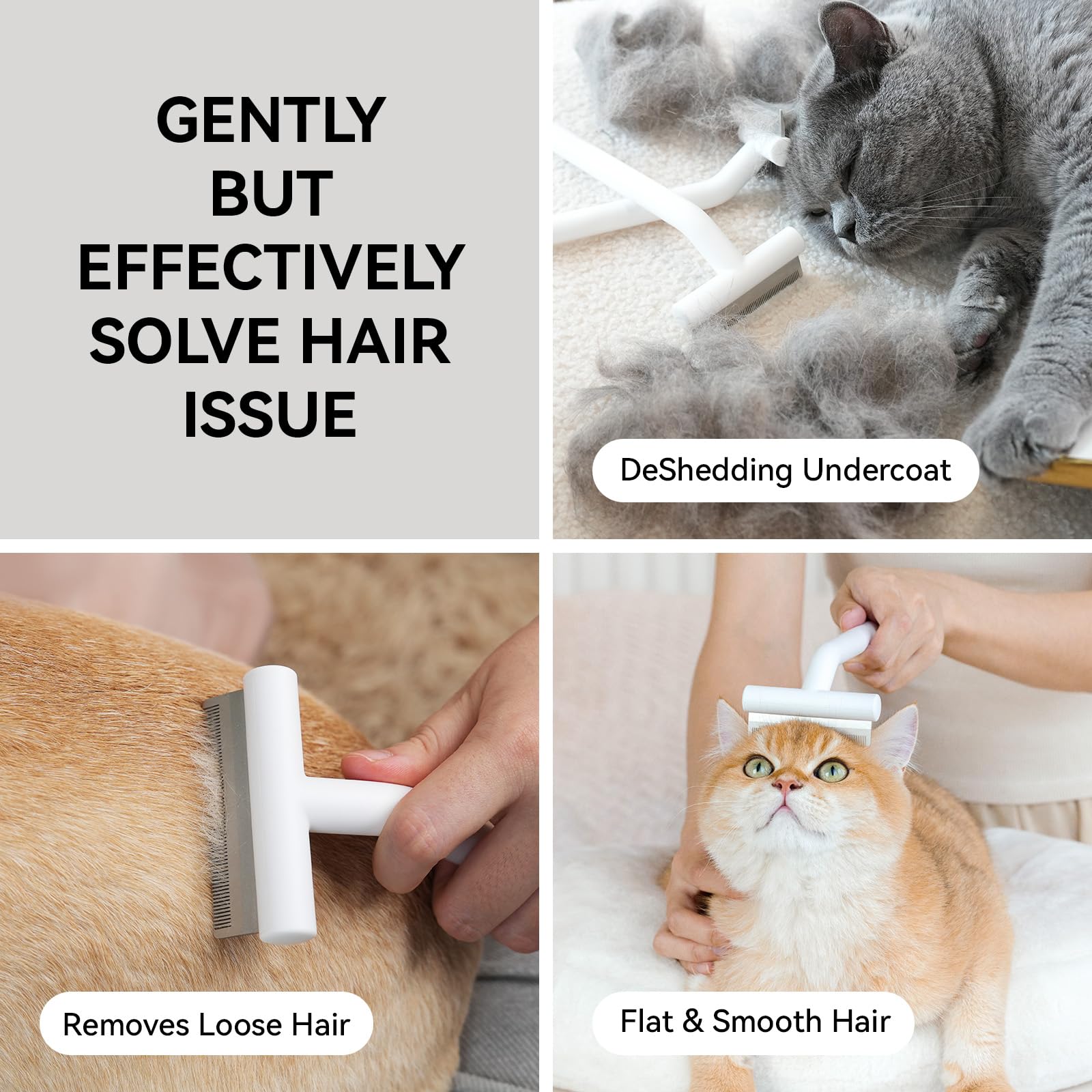 Aumuca Pet Deshedding Tools For Short Haired Cats & Dogs, Dematting Deshedding Brush Cats Shedding Tool, Dog Undercoat Brush, Ge