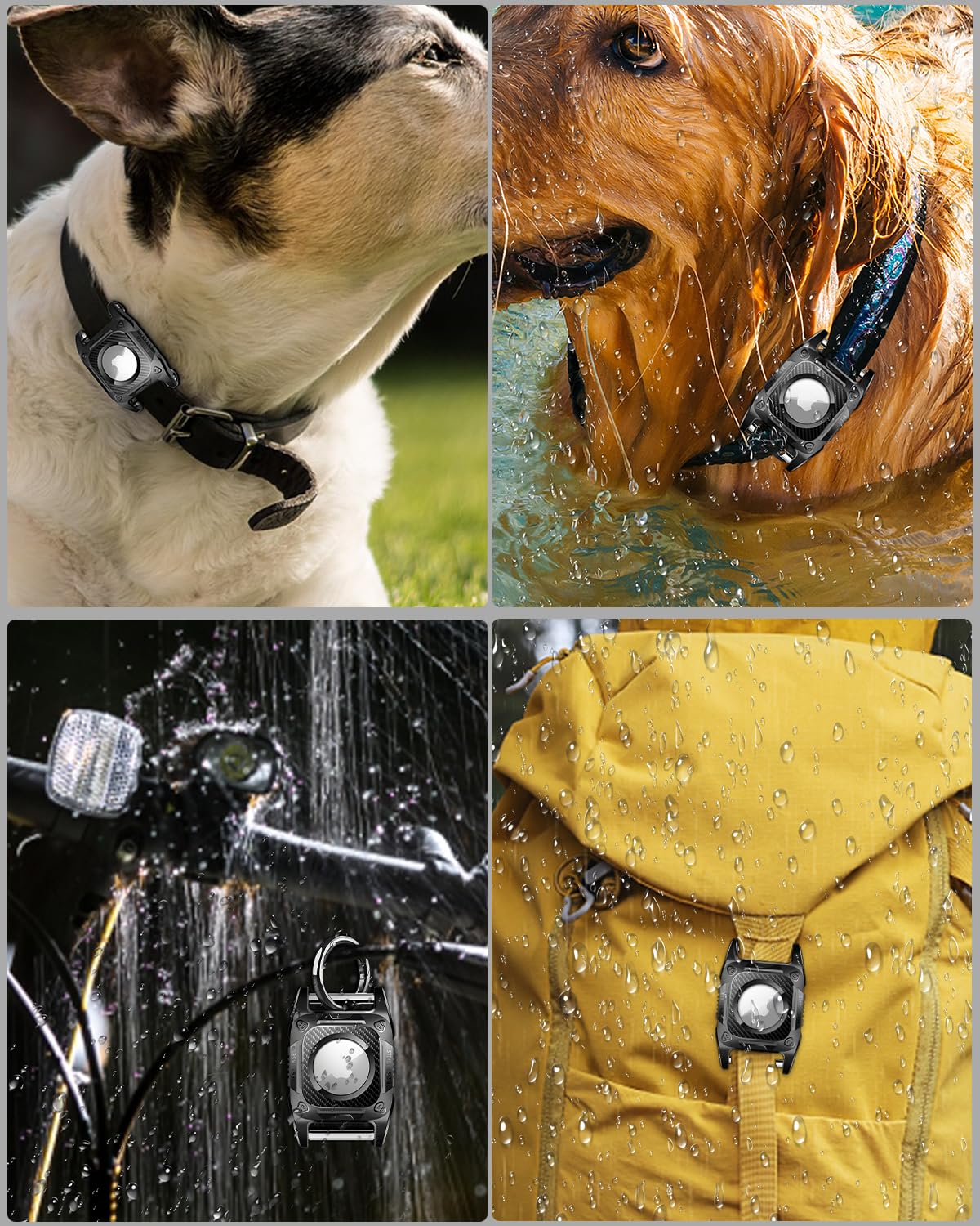 Ip68 Waterproof Airtag Dog Collar Holder, 2 Pack Hard Tpu Protection Airtag Holder With Removable Handle Compatible Apple Airtag