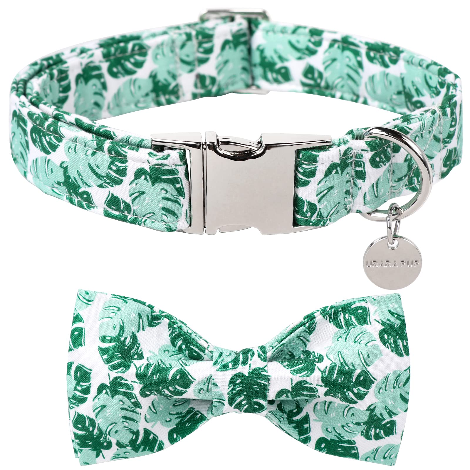 Up Urara Pup Summer Bow Tie Dog Collar, Comfortable Cotton Dog Collar With Bowtie For Large Dog Girl Boy, Hawaiian Dog Collar Wi