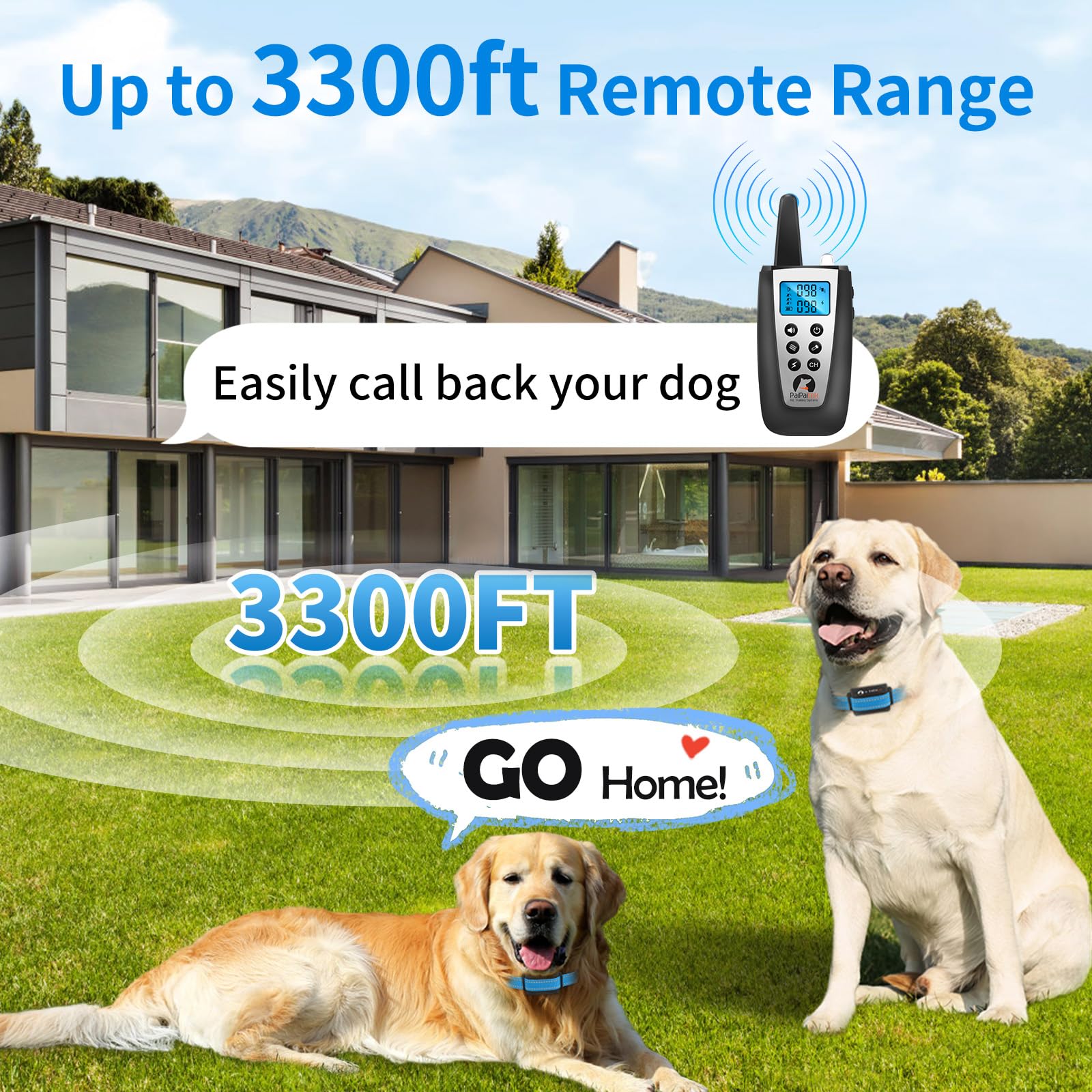 Paipaitek Dog Bark Collar With Remote 3300Ft Range - Automatic Bark Activated Shock Collar For Small Medium Large Dog With 5 Adj