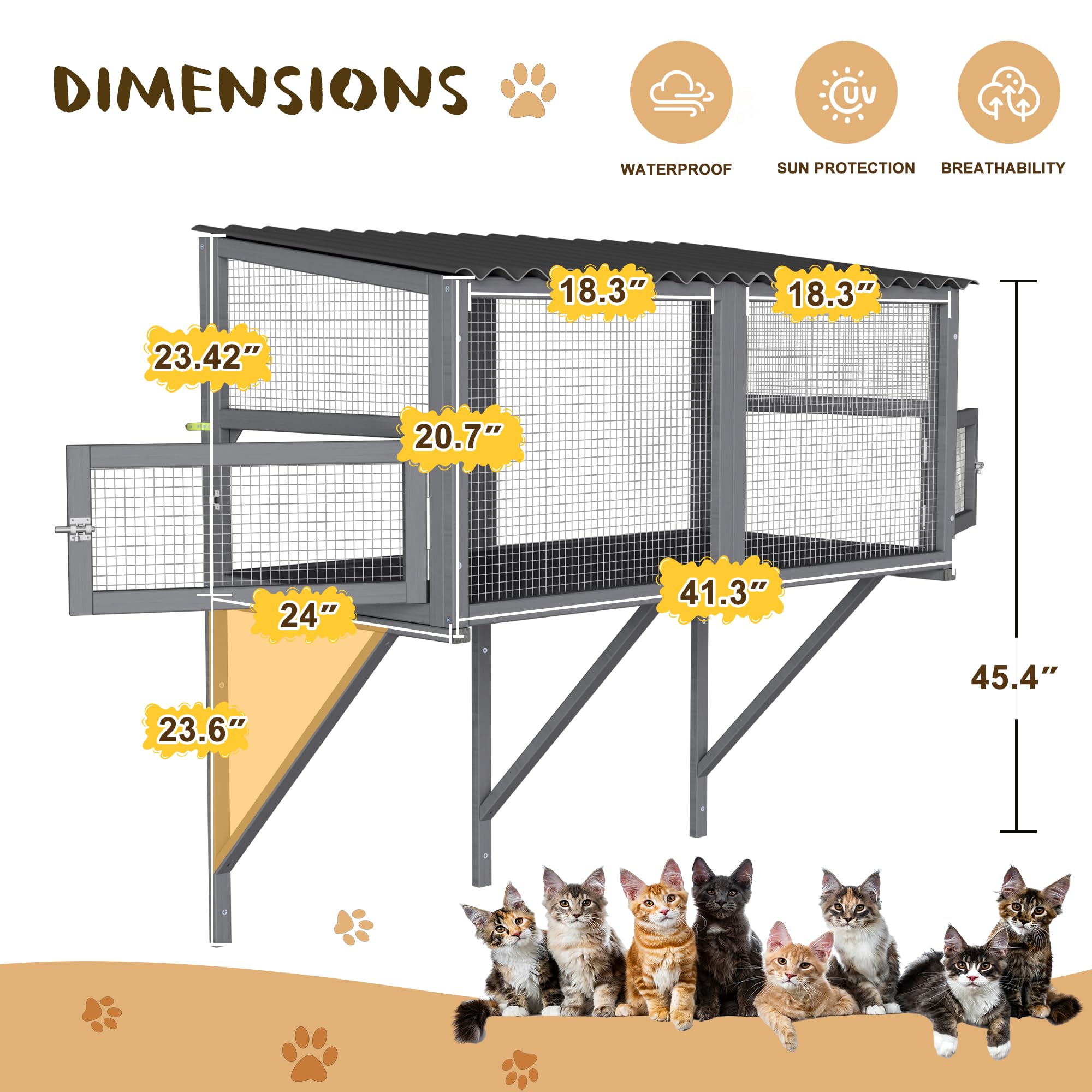 Dephet Cat Catio, Cat Window Perch For Large Cats - Catio Outdoor Cats Enclosure Windows, Patio Window Box Hommock For Sunbathin