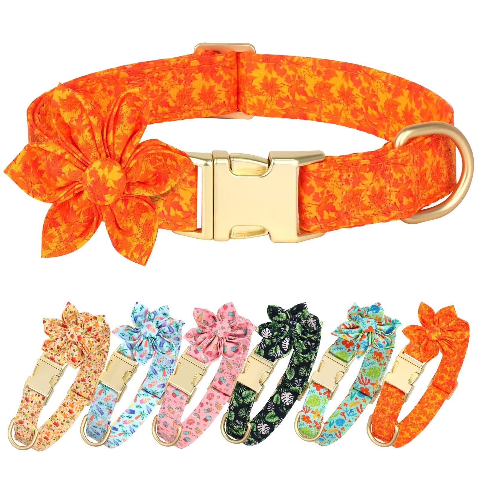 Beirui Cute Girl Dog Collars for Female Dogs, Fall Dog Collar with Flower, Soft Floral Pet Collars for Small Medium Large Dogs(M