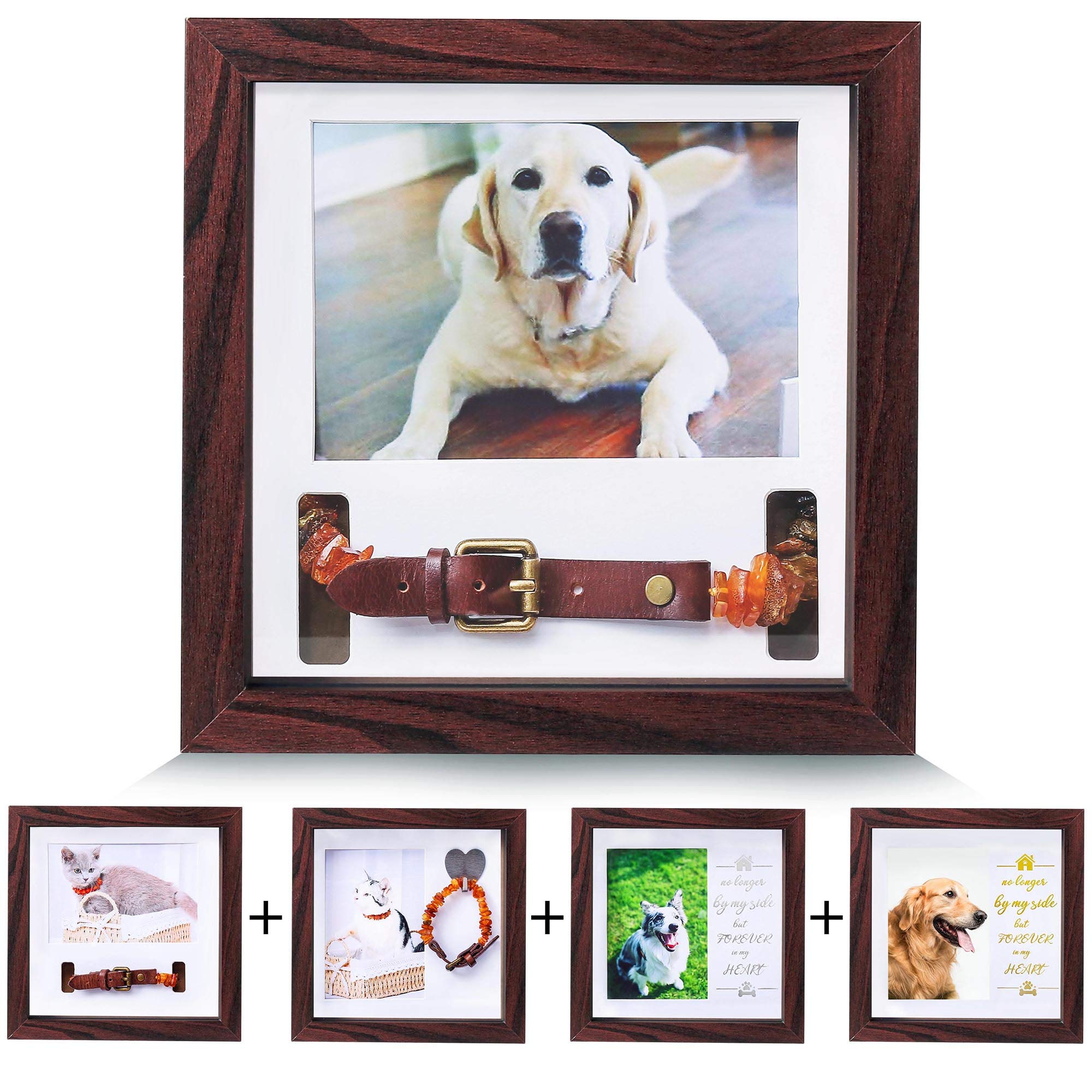Kcrasan Pet Memorial Picture Frame - Dog Memorial Sentiment Frame For Loss Of Dog Gifts - Pet Collar Frame Remembrance Sympathy Dog Or Cat Tribute Keepsake(Mahogany)