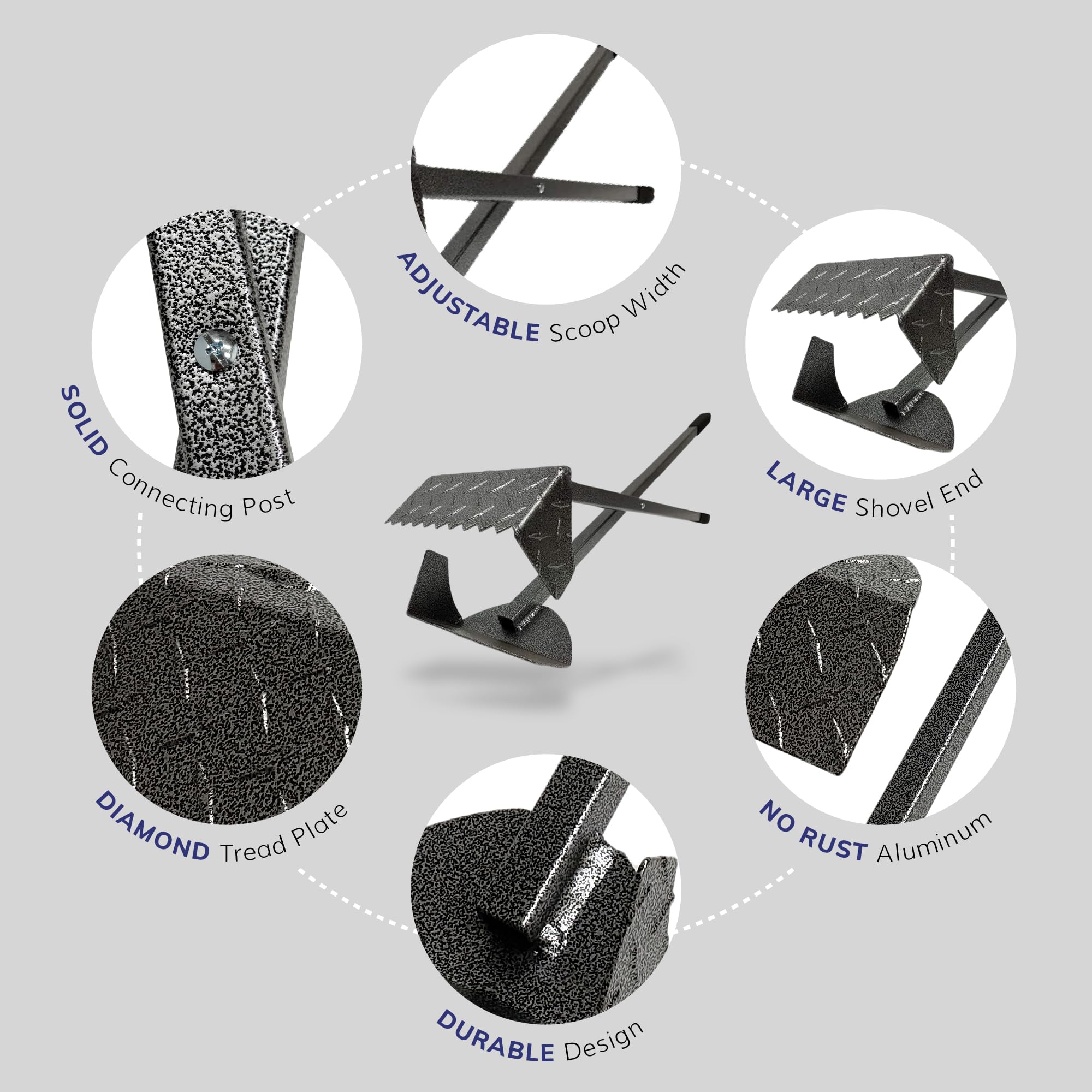 Activedogs Dog Poop Scooper Heavy Duty - Best Ever Dog Pooper Scooper With Teeth - Powder Coated Welded Aluminum Metal & Solid B