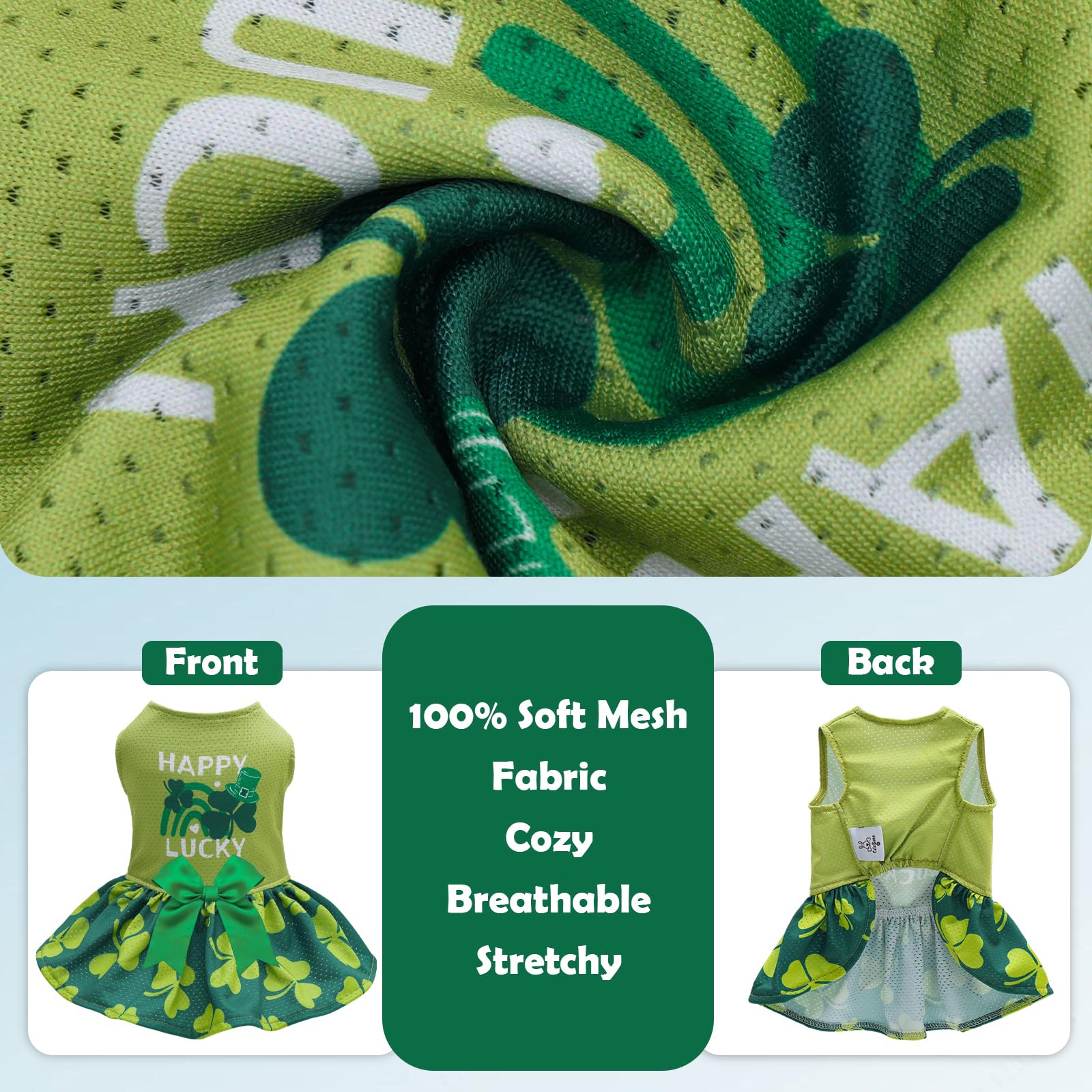 Cutebone Dog Mesh Dress St.Patrick'S Day Puppy Sundress Pet Outfit Summer Fashion For Small Dogs Girl Cat Clothes Bf42Xs-D