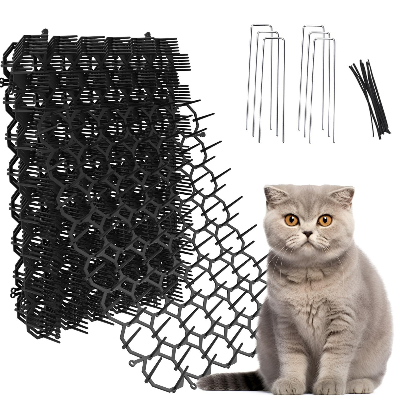 Oceanpax 12 Pack 8.5 X 6.5 Inch Square Cat Scat Mats For Cats With Spikes, Prickle Strips From Digging Cat Deterrent Outdoor Inc