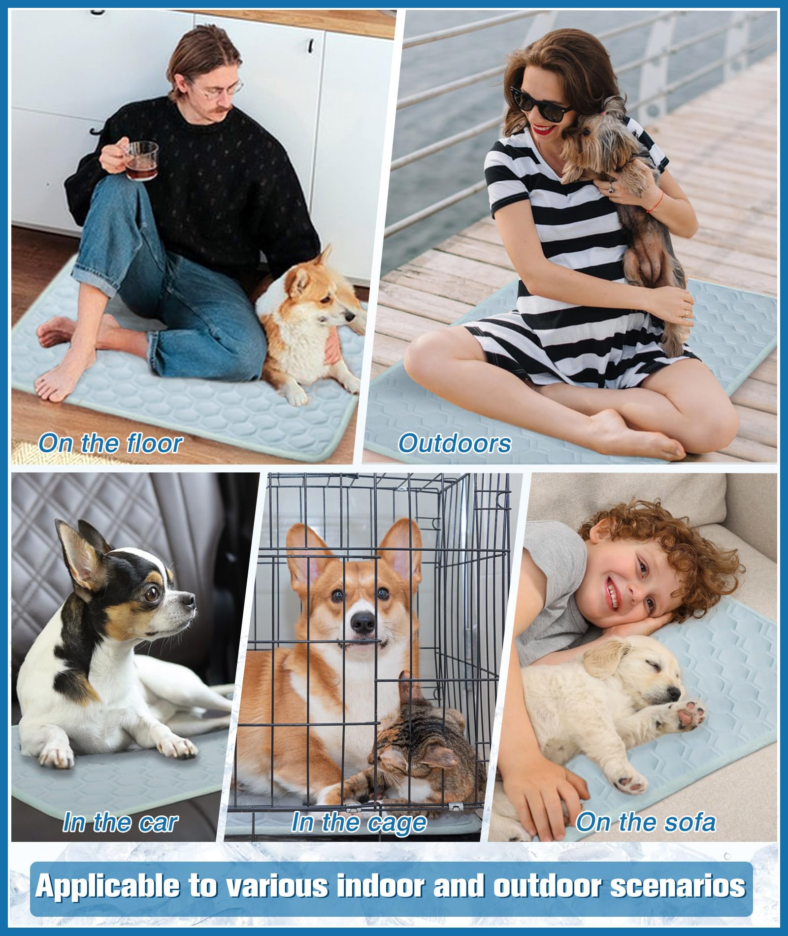 Dog Cooling Mat For Summer Self-Cooling Mat For Dogs & Cats Summer Cooler Outdoor Dog Cool Pad Washable, Portable & Non-Toxic, H