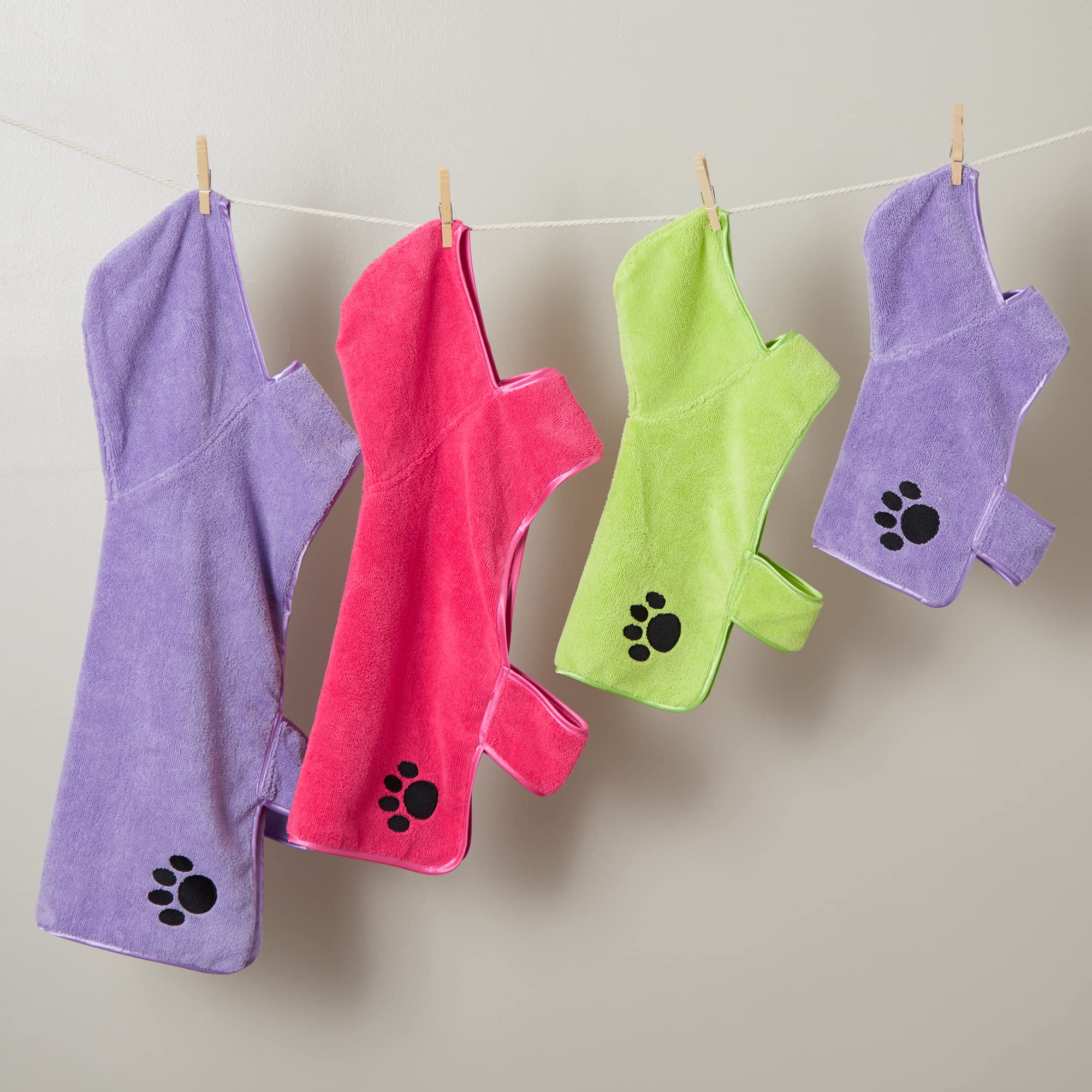 LAVENDER - EMBROIDERED PAW LARGE PET ROBE