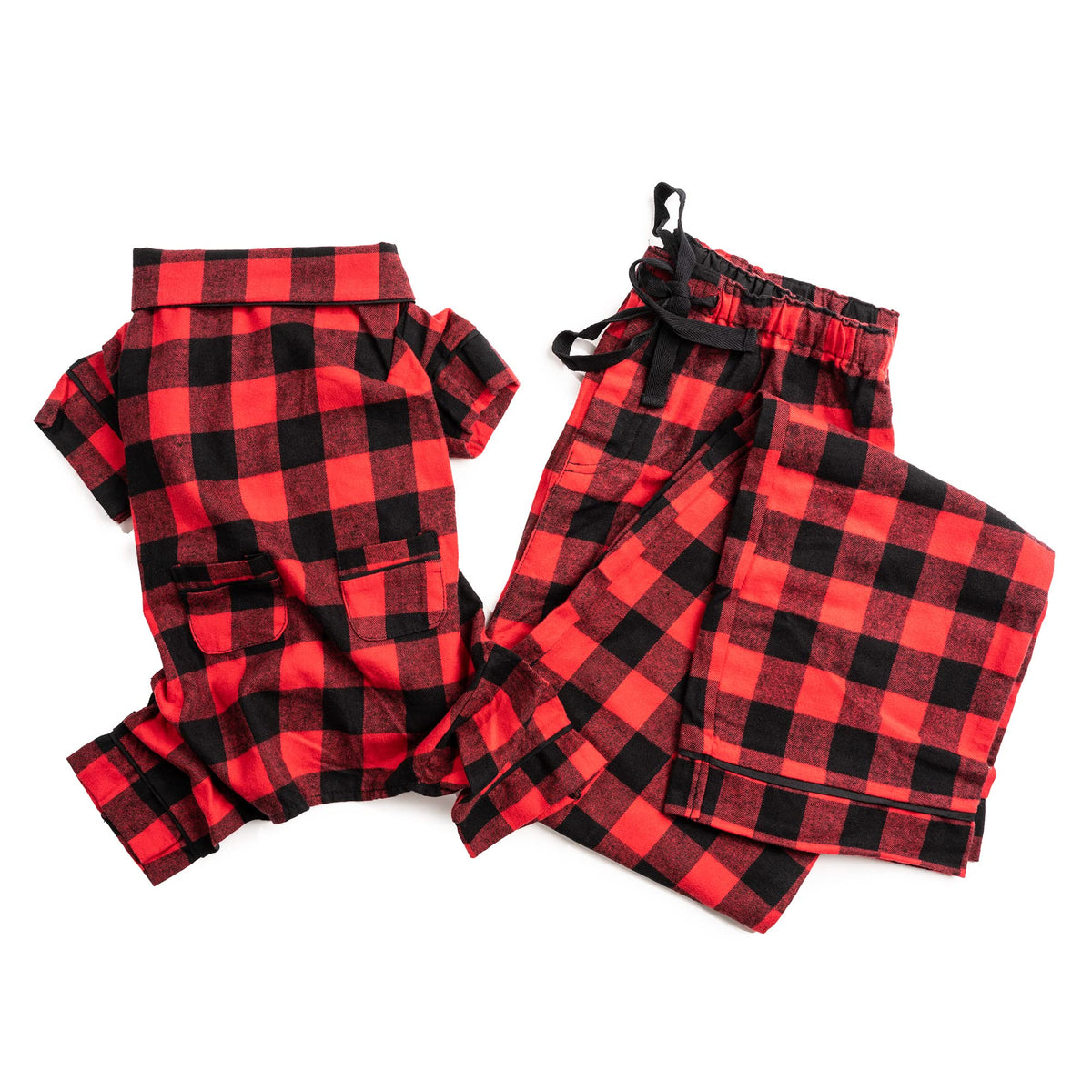 Fabdog Dog Pajamas Matching Doggie Outfits | Dog Onesie In 16' - Owner Sizes From Small To Xxl - Flannel Pajamas For Dogs Available In Red Buffalo Check