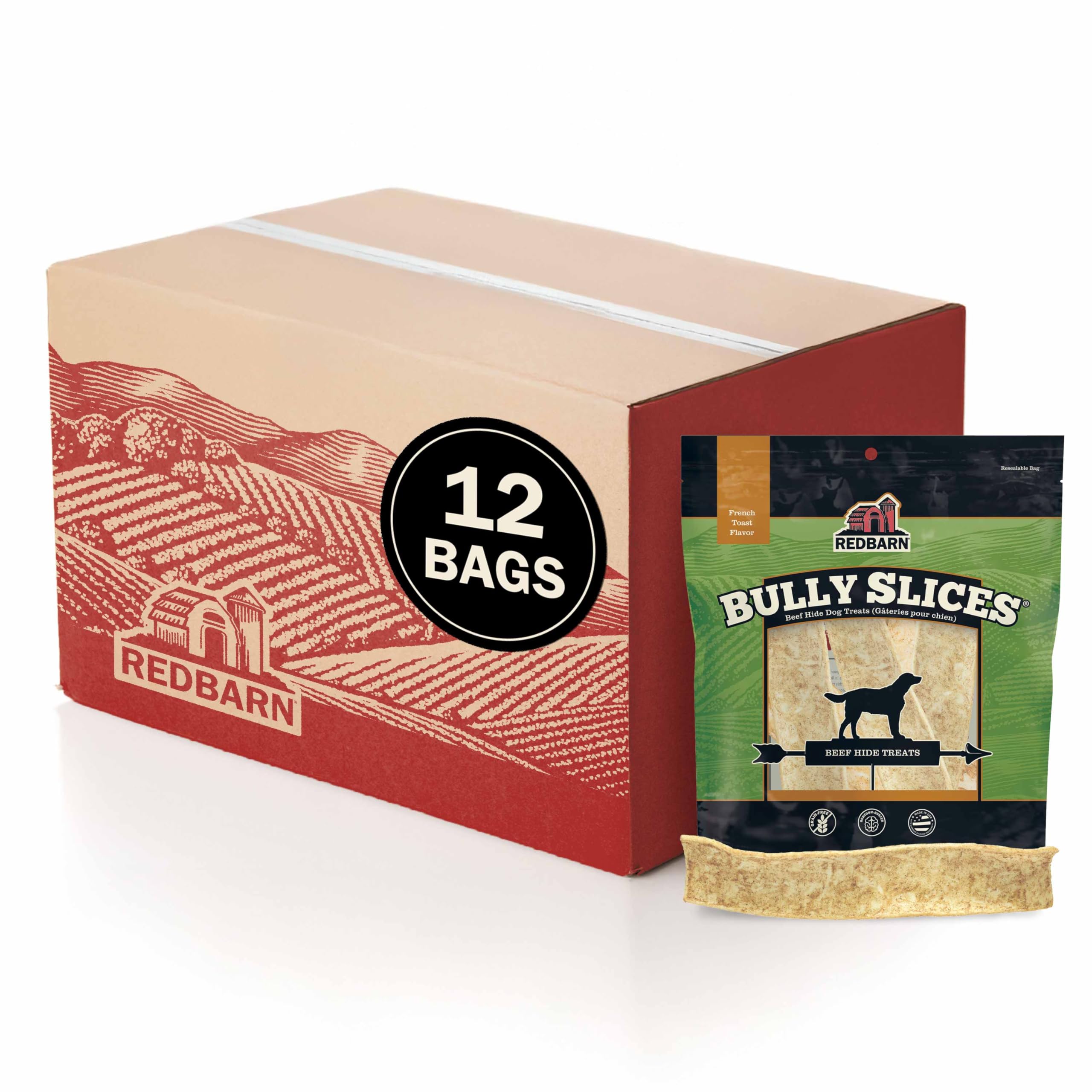Redbarn Pet Products Bully Slices for Dogs French Toast Natural Dental Treats 12 Bags