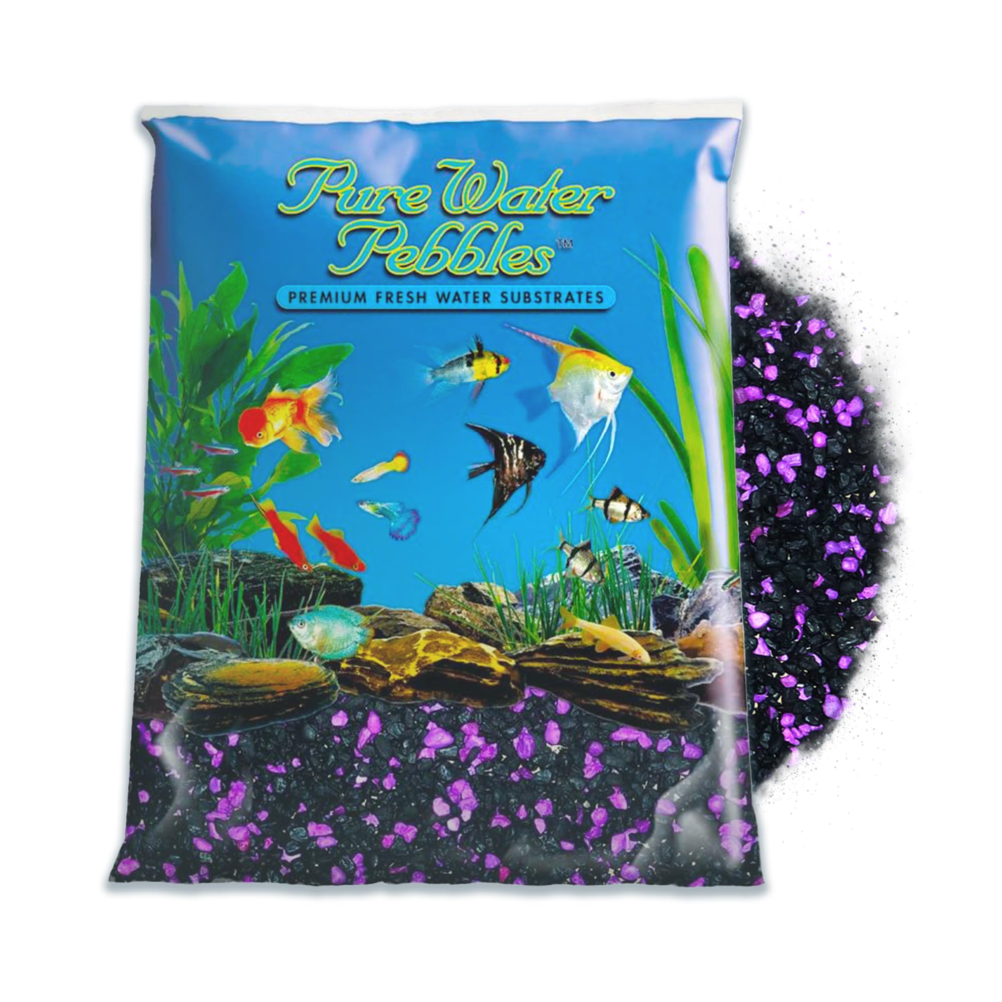 Pure Water Pebbles BlackBerry Glo Aquarium Gravel, 5 lbs - Optimal pH Balance, Enhanced Water Clarity, Vibrant Aesthetic Appeal,