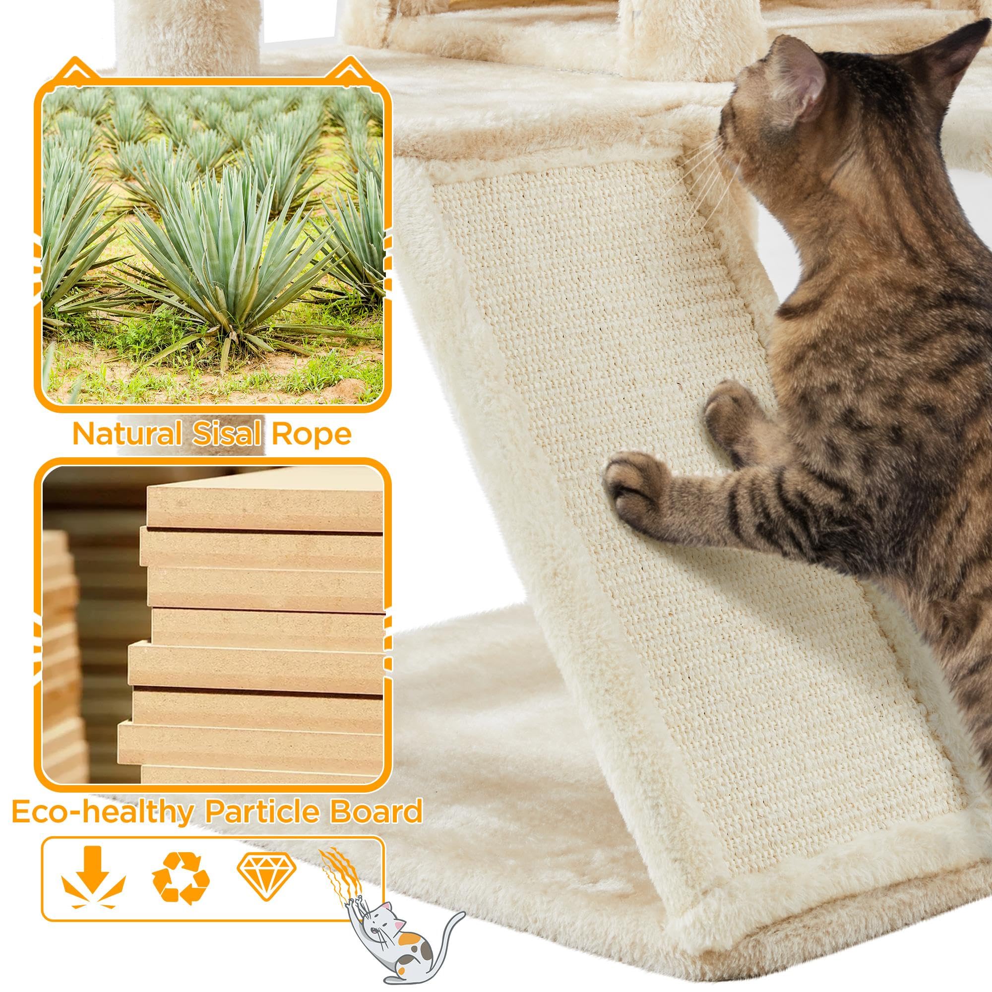 Yaheetech 57 Inches Cat Tree, Cat Tower With Versatile Condos, Premium Scratching Boards And Jump Platform, Cat Stand House For