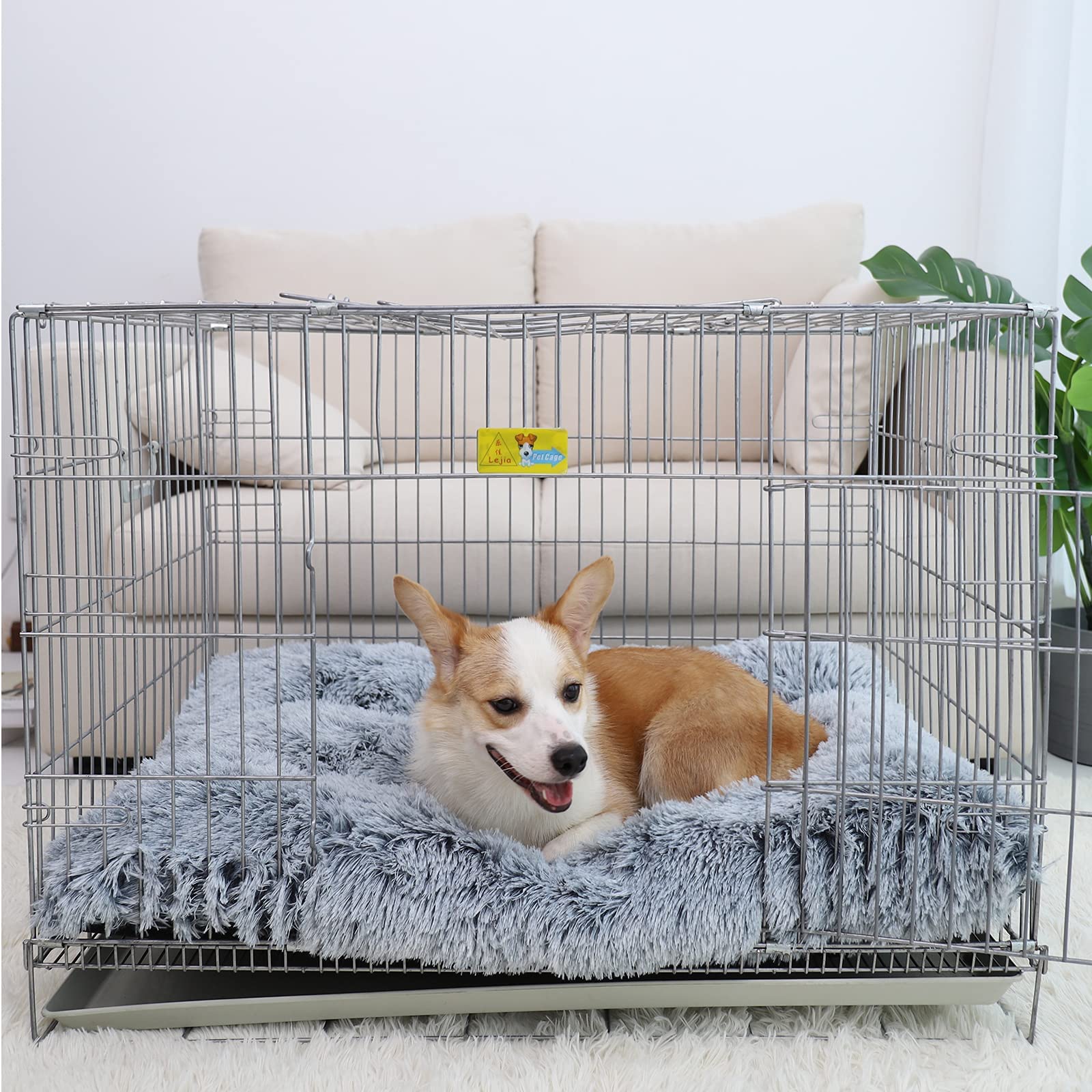 Vonabem Small Dog Bed Crate Pad Puppy Bed 24 Inch, Washable Fluffy Plush Pet Beds, Anti-Slip Dog Crate Bed For Small Dogs And Cats,Dog Mats For Sleeping And Anti Anxiety, Kennel Pad Grey
