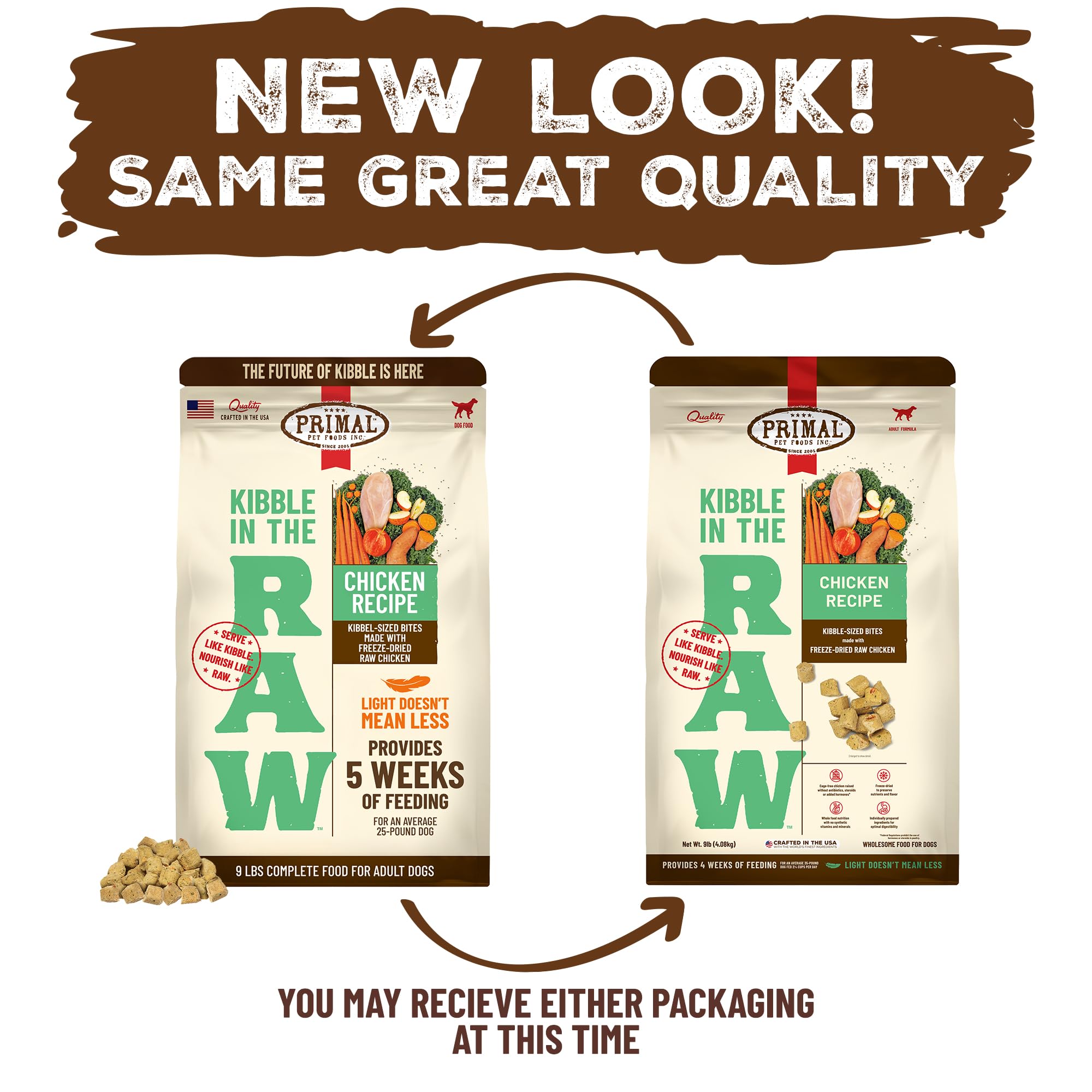 Primal Kibble in The Raw, Freeze Dried Dog Food, Chicken, Scoop & Serve, Made with Raw Protein, Whole Ingredient Nutrition, Craf