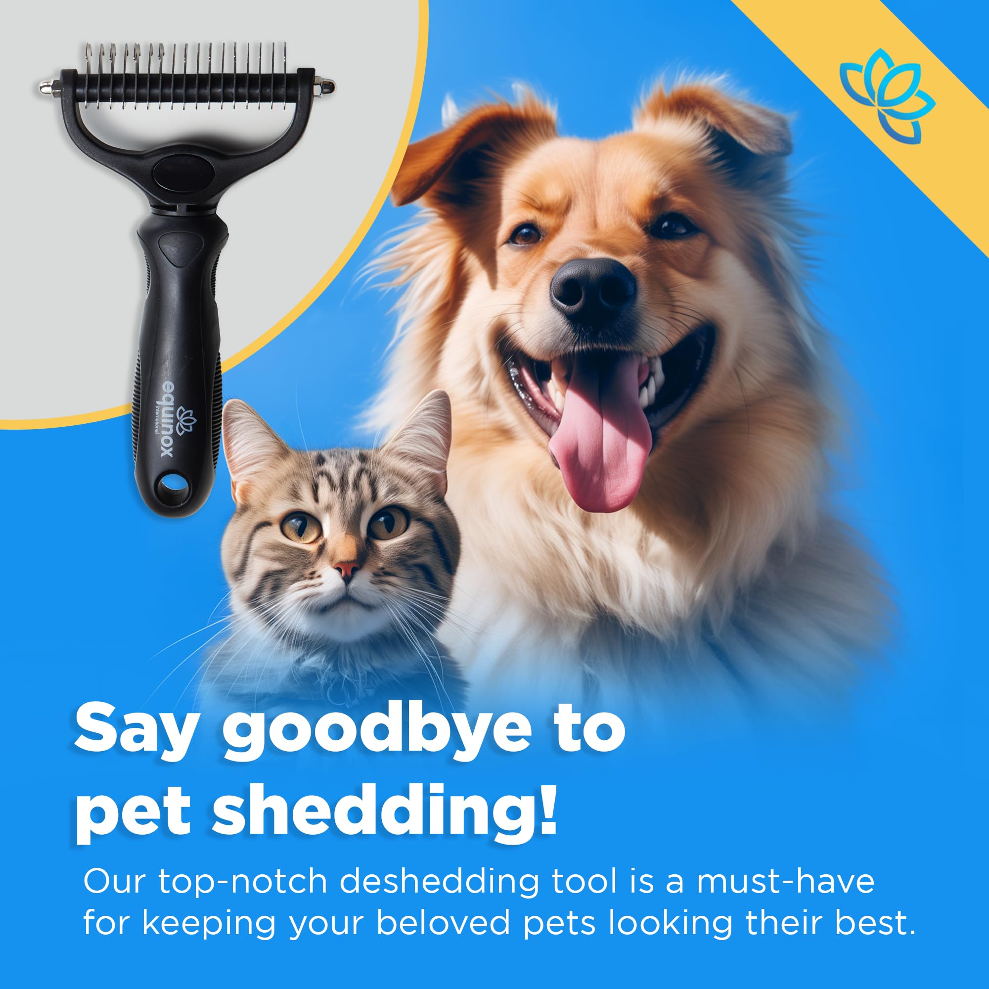 Equinox Dog Grooming Scissors & Deshedder - 7 In 1 Pet Grooming Scissors Set With Undercoat Brush - Curved Dog Scissors With Saf