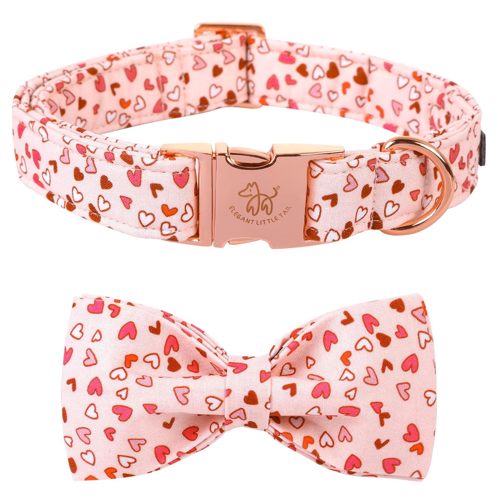 Elegant Little Tail Valentine'S Dog Collar With Bow, American Flag Bow Tie Dog Collar, Cute Heart Dog Bowtie Pet Gift Dog Collar