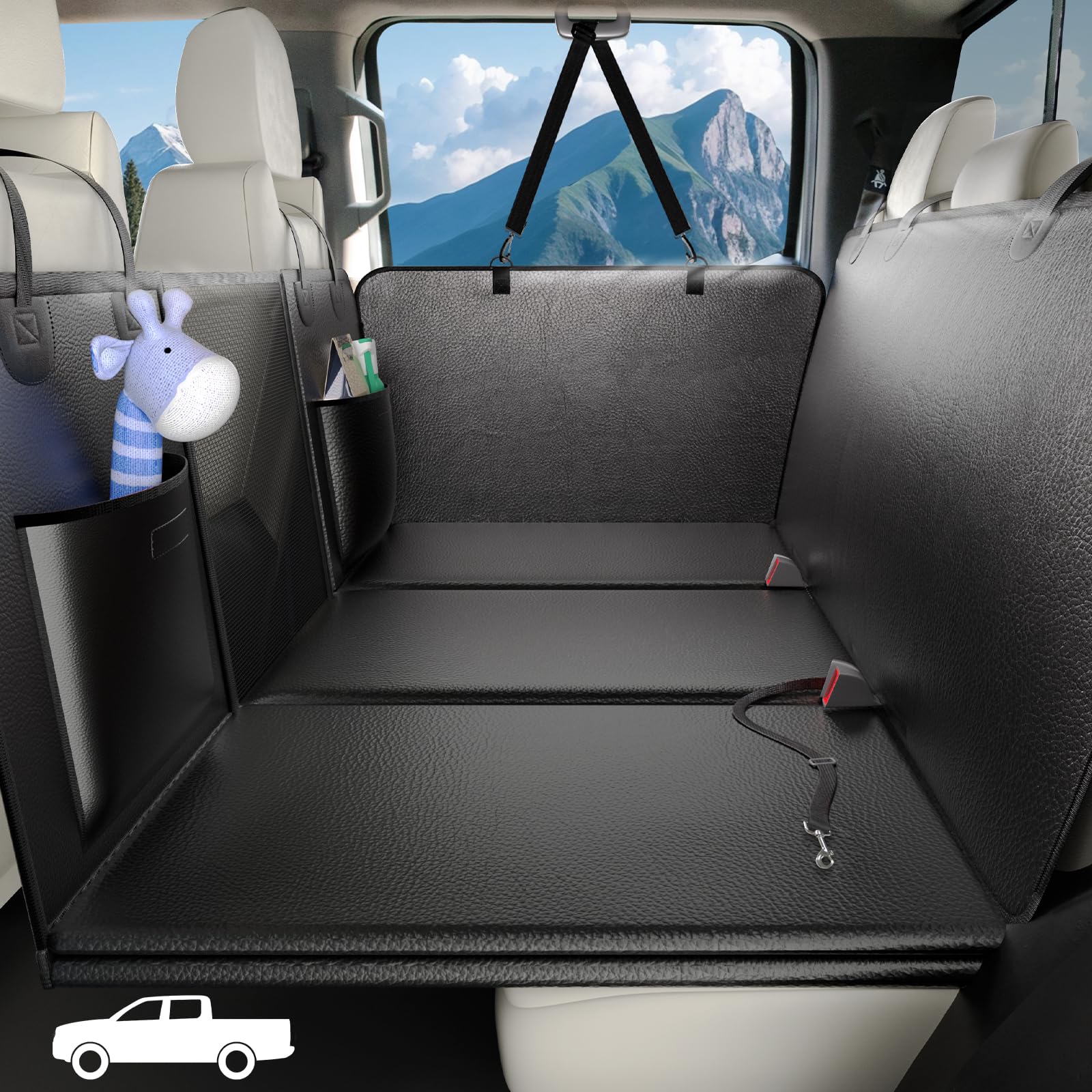 Xl Truck Back Seat Extender For Dogs, Upgraded Anti-Scratch Pu Leather, Dog Car Seat Cover For Back Seat With Hard Bottom, Pet S