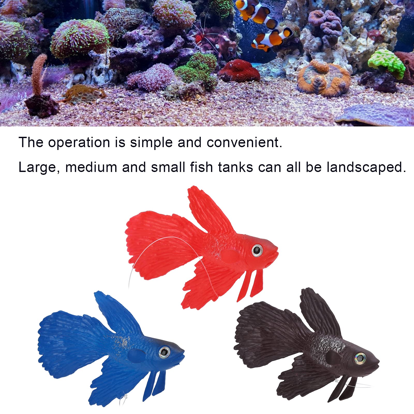 Tnfeeon 3Pieces Lifelike Aquarium Fish Ornament,Environmentally Friendly Silicone Colorful Gold Fish High Simulation Artificial