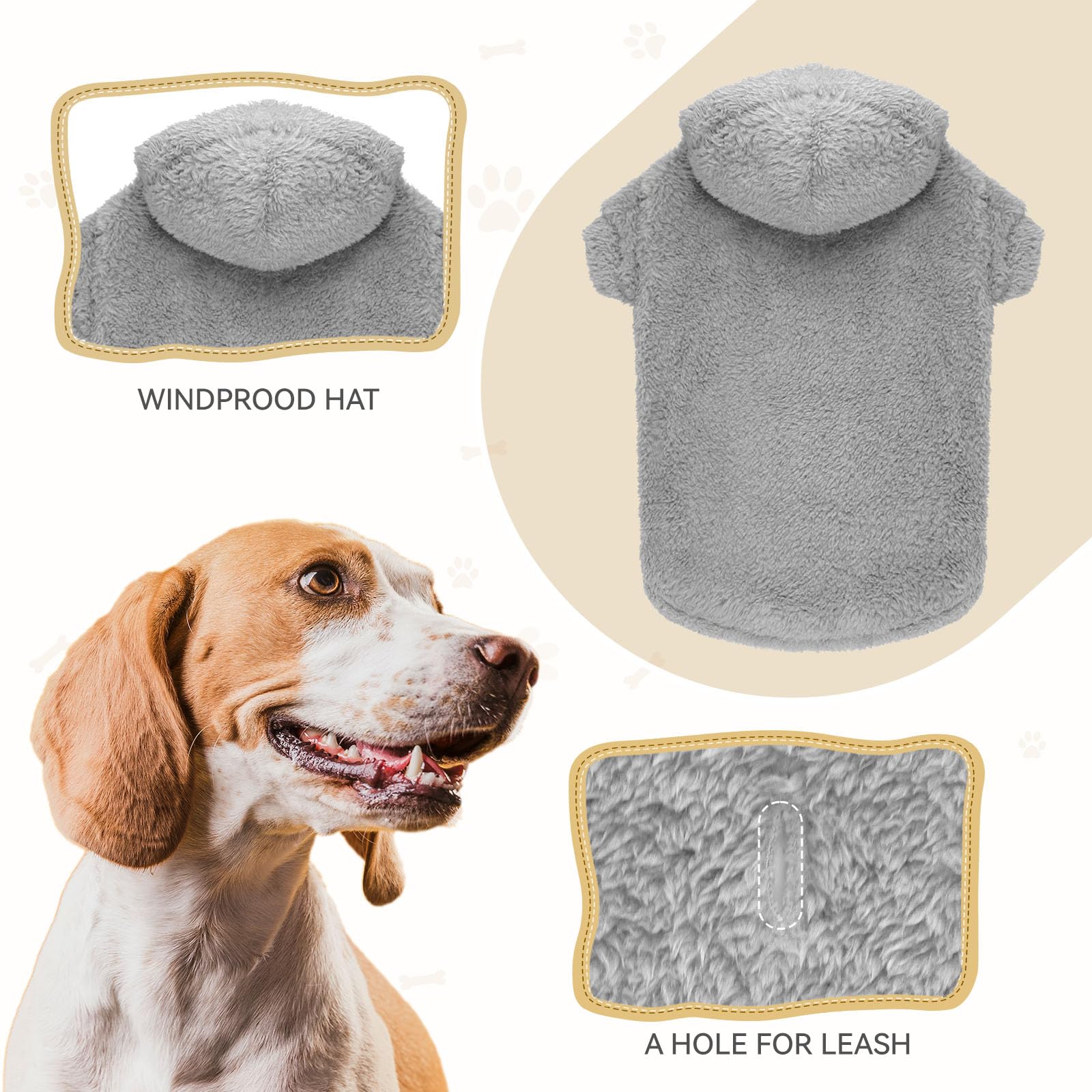 Fuzzy Dog Hoodie Dog Sweaters For Large Dogs Soft Double-Sided Plush Fleece Dog Sweater Dog Clothes Dog Coats Dog Hoodie Sherpa