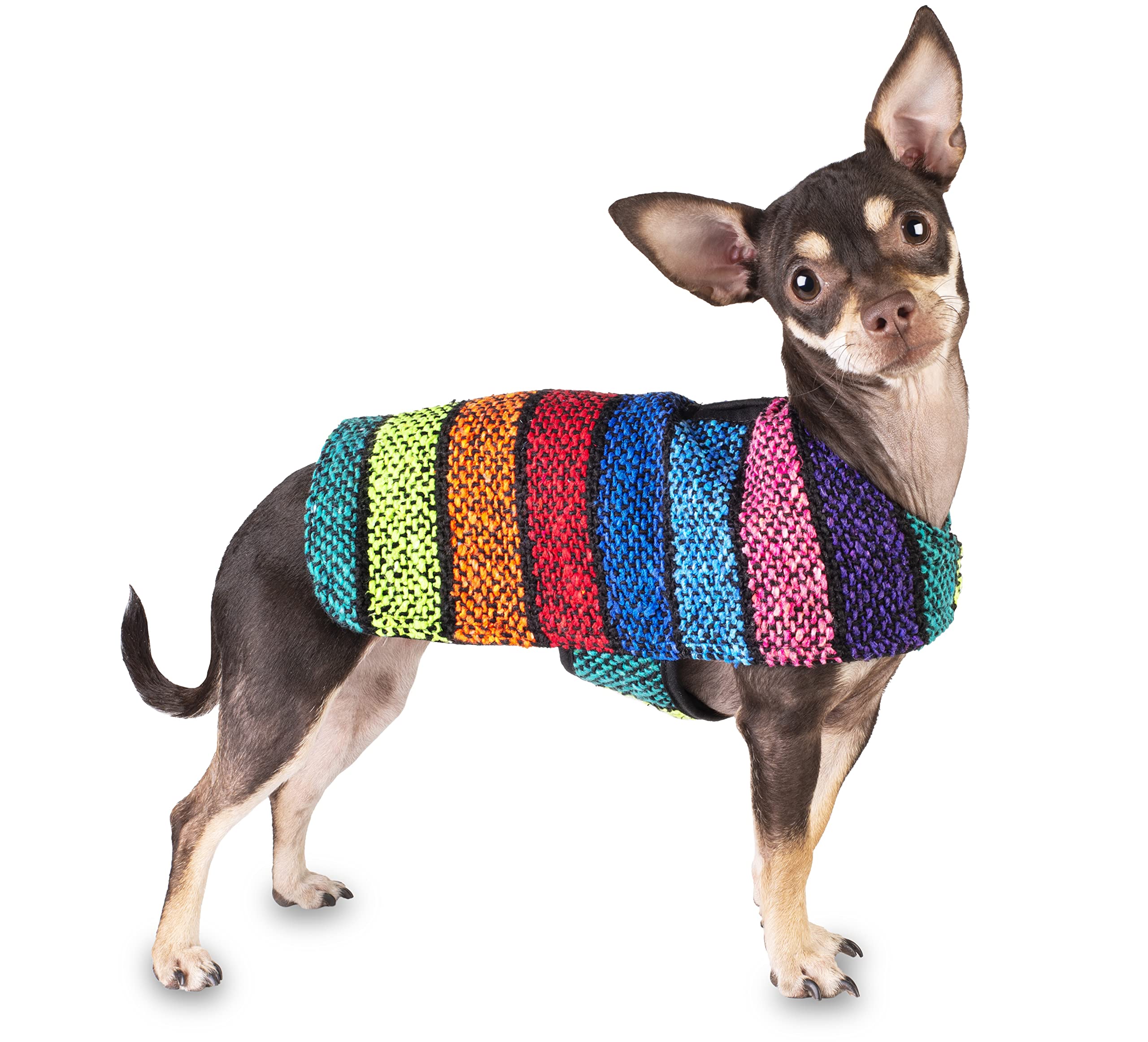 Handmade Dog Poncho from Authentic Mexican Blanket - Dog Clothes - Chihuahua Coat - Costume - Sweater - Vest (Multi Color, XXS)