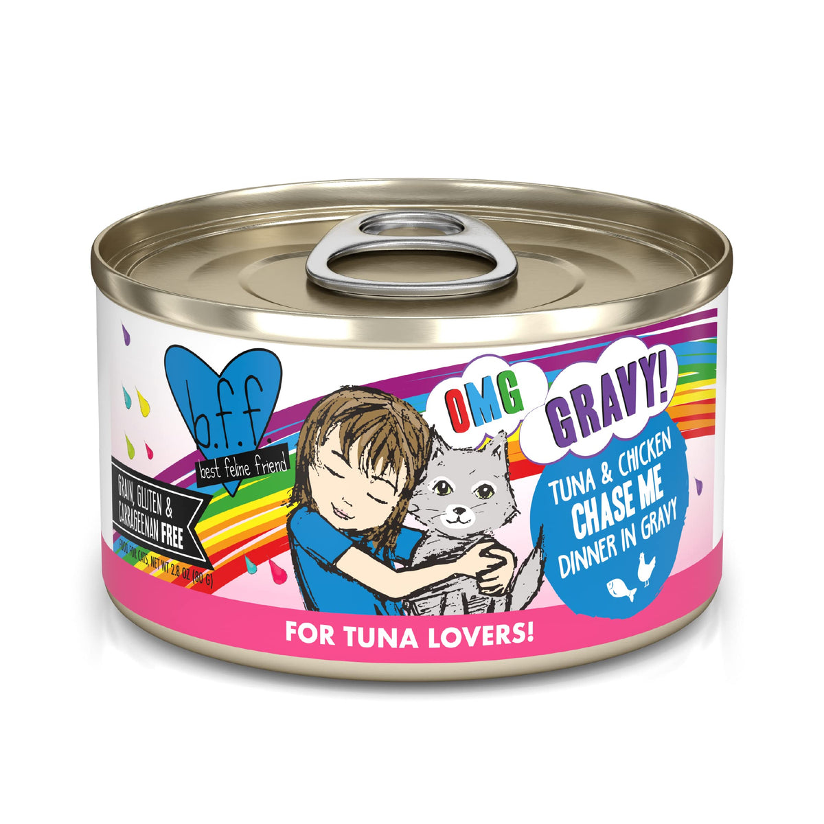 B.F.F. Omg - Best Feline Friend Oh My Gravy!, Tuna & Chicken Chase Me With Tuna & Chicken, 2.8Oz Can (Pack Of 12)