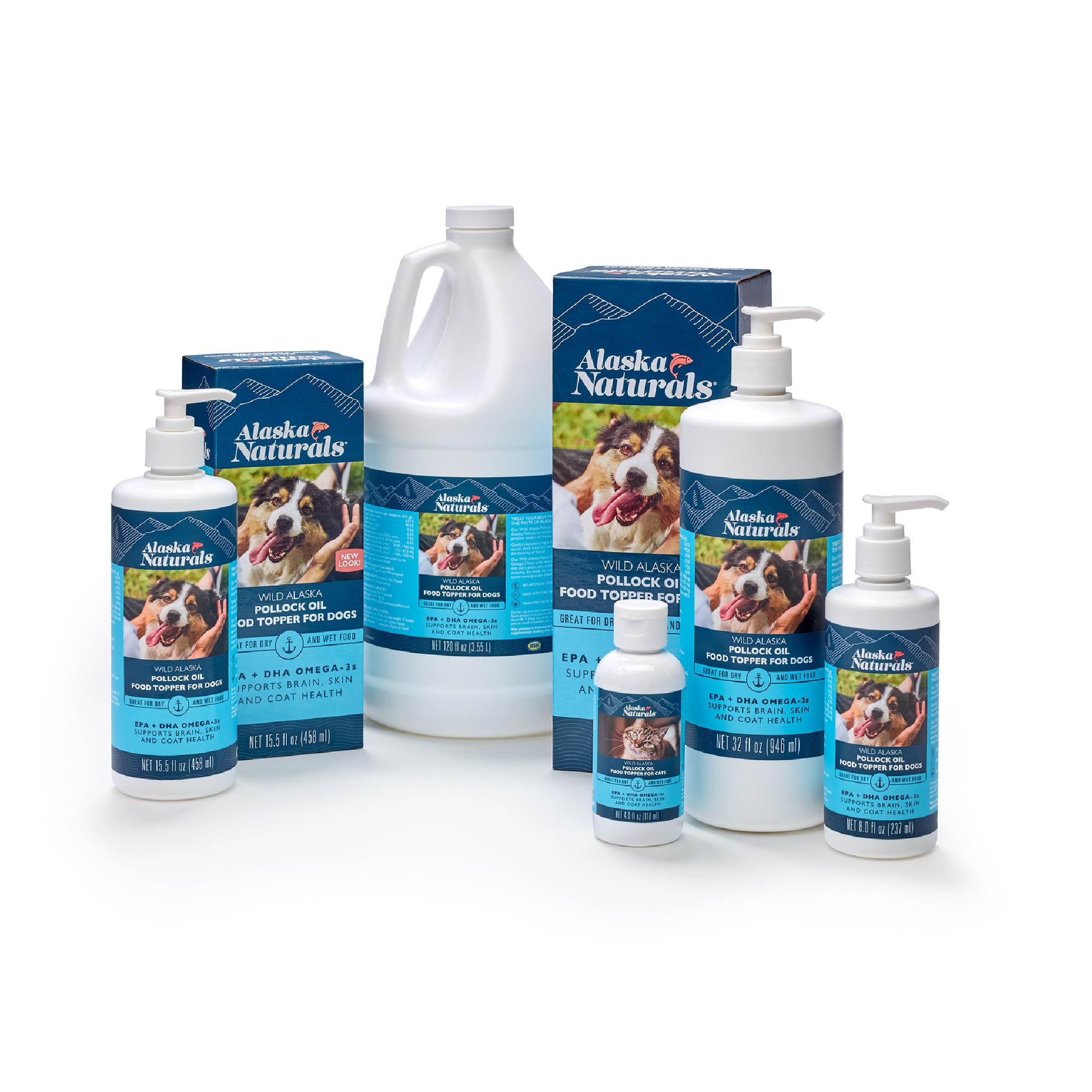 Sustainable Wild Alaskan Fish Oil for Dogs Skin and Coat - EPA + DHA Omega 3 Oil - Fatty Acids Dog Supplements - Support Fur Coa