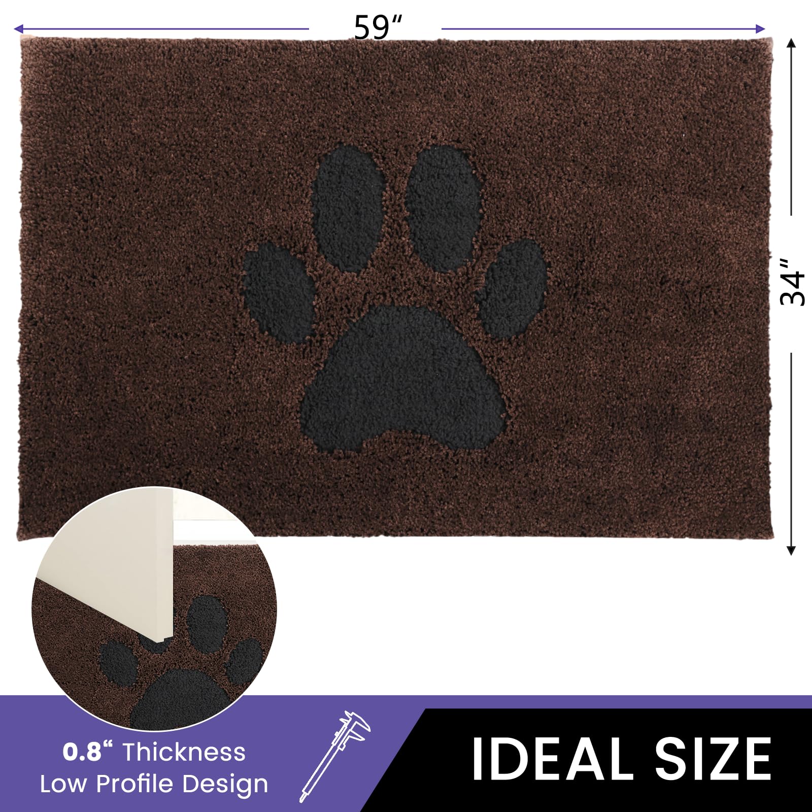 Oiilores Door Mat Indoor 34  x 59 , Washable Runner Rug Super Absorbent, Low-Profile Entryway Rug with Non-Slip Backing, Washabl