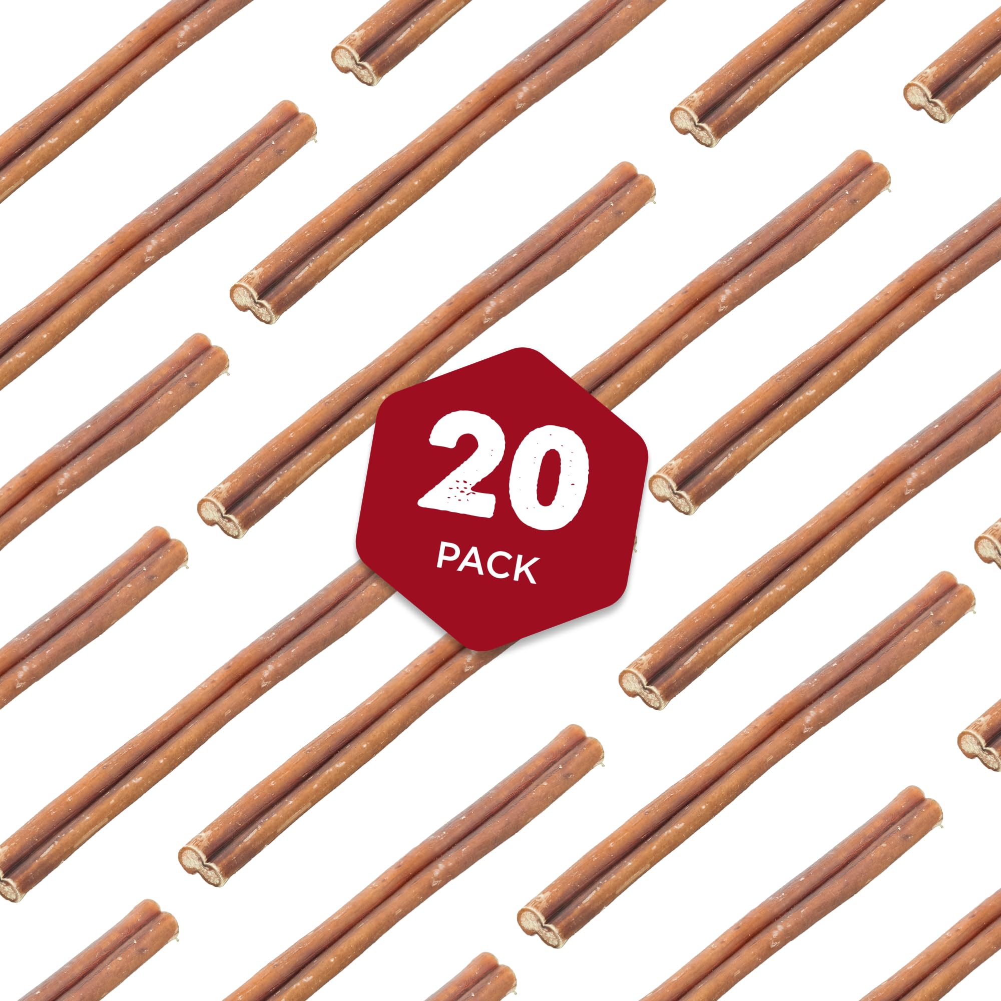 Best Bully Sticks 6 Inch Odor Free Bully Sticks for Dogs, 20 Pack, Bulk Bag 100% Natural, Grass-Fed Beef, Digestible Bully Bones
