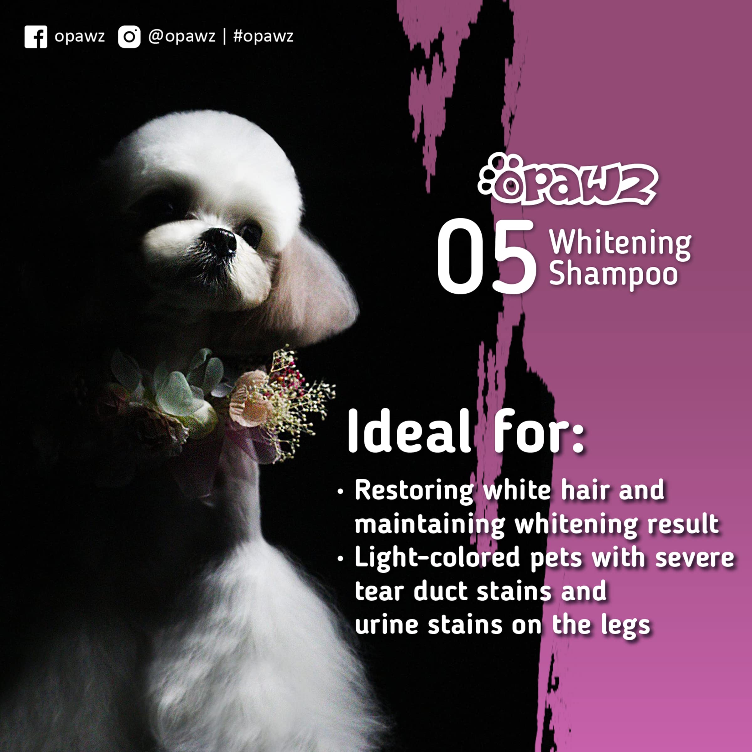 OPAWZ Whitening Purple Shampoo for Dogs and Cats, 16.9 oz - Safely Removes Yellow Stains, No Bleach, Peroxide or Sulfate