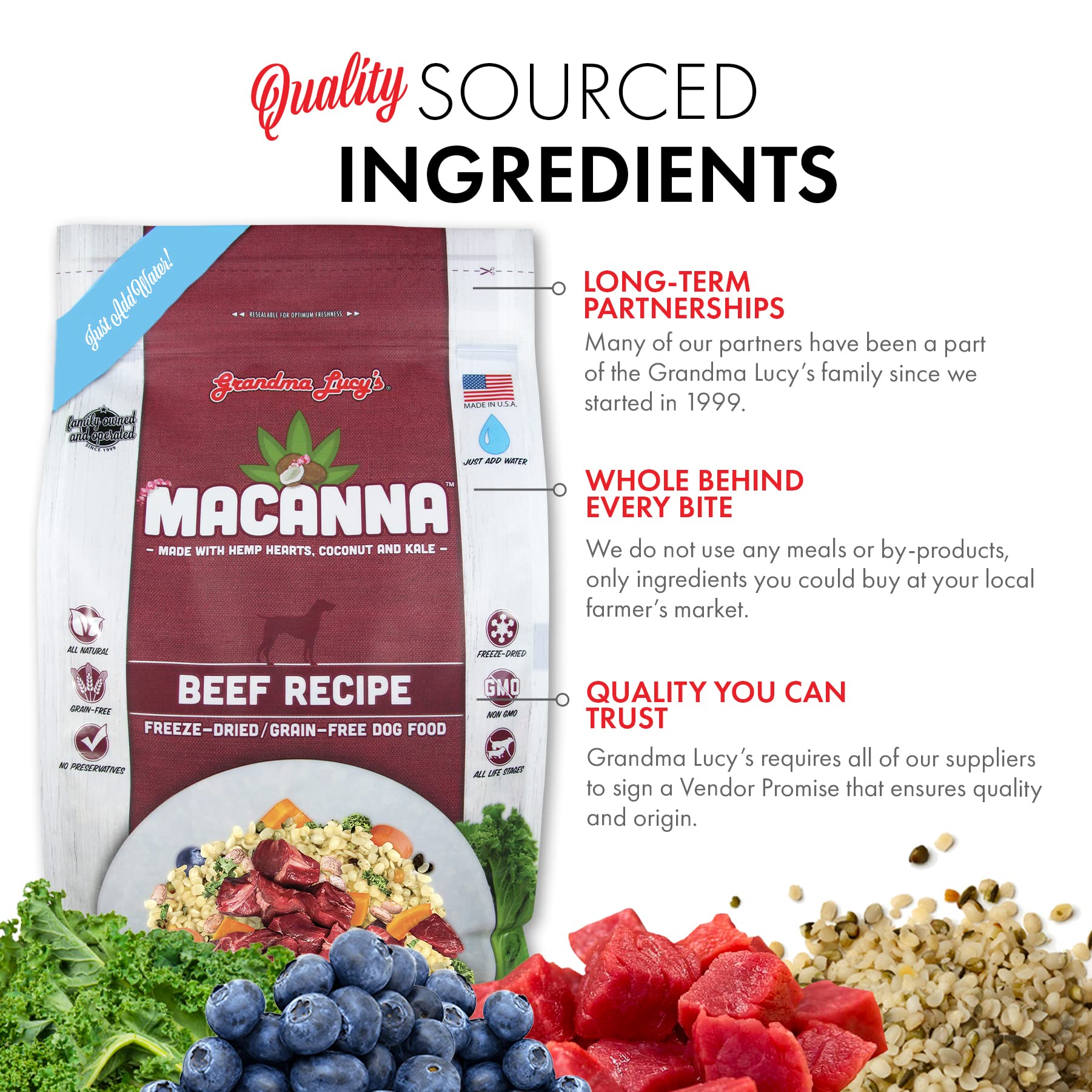 Grandma Lucys Macanna Beef Dog Food - 8lb