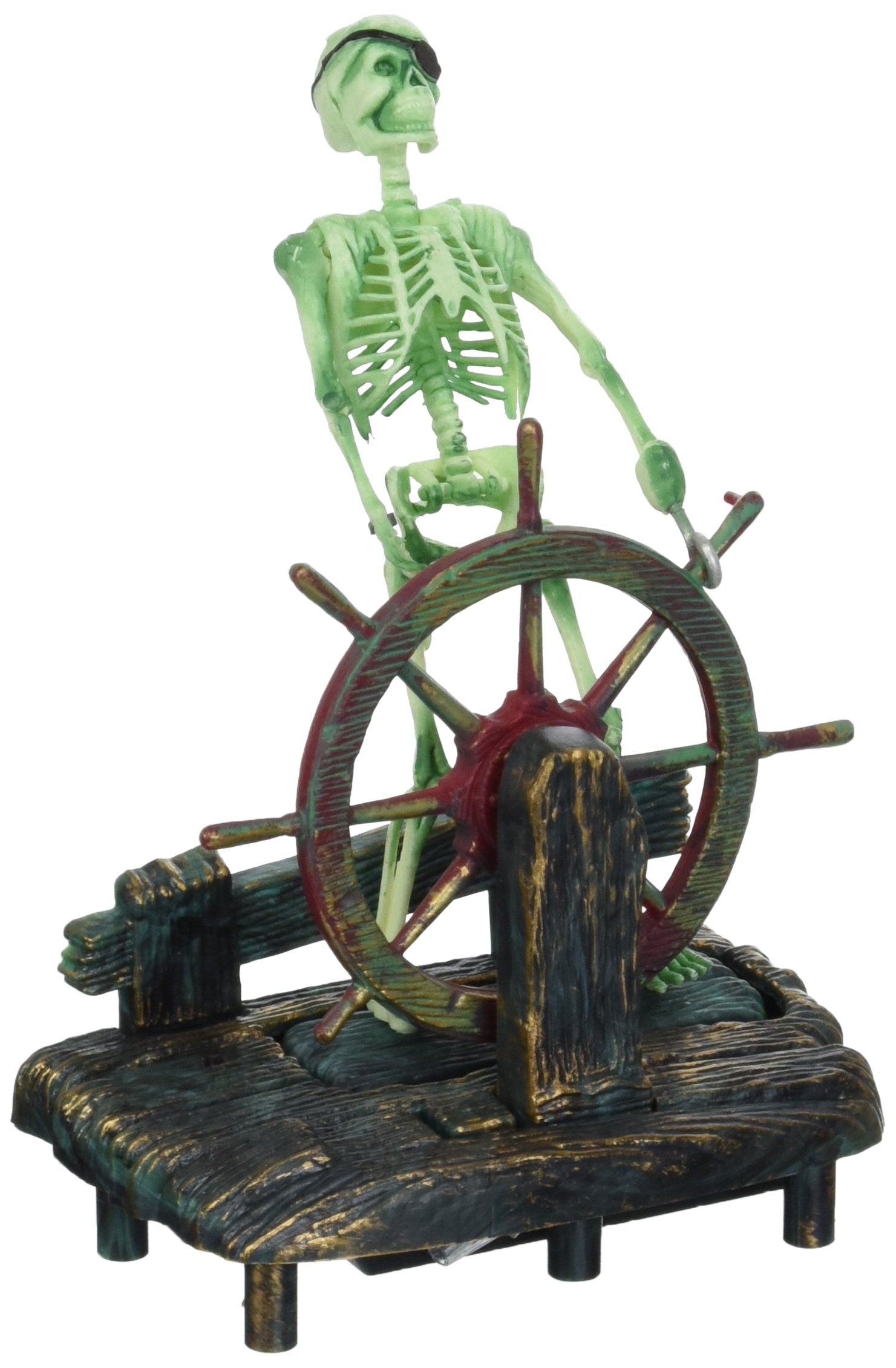 Penn-Plax Action-Air Aerating Aquarium Ornament – Creates Movement In Fish Tank – Air Pump Driven – Skeleton At The Wheel