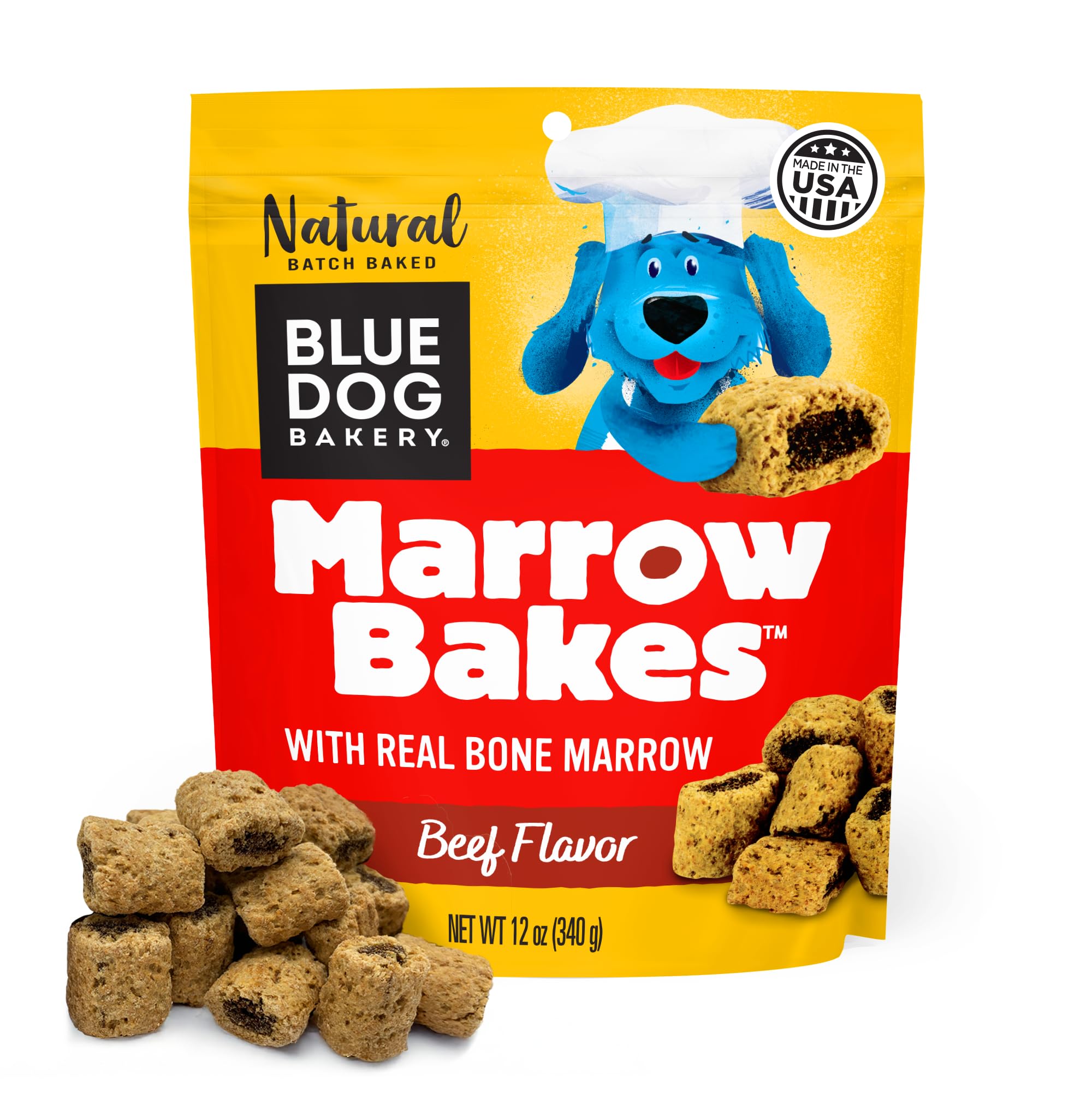 Blue Dog Bakery MarrowBakes Snacks | Small, Crunchy Beef Flavor Treat | Natural Healthy Dog Treats, 12 oz (Pack of 1)