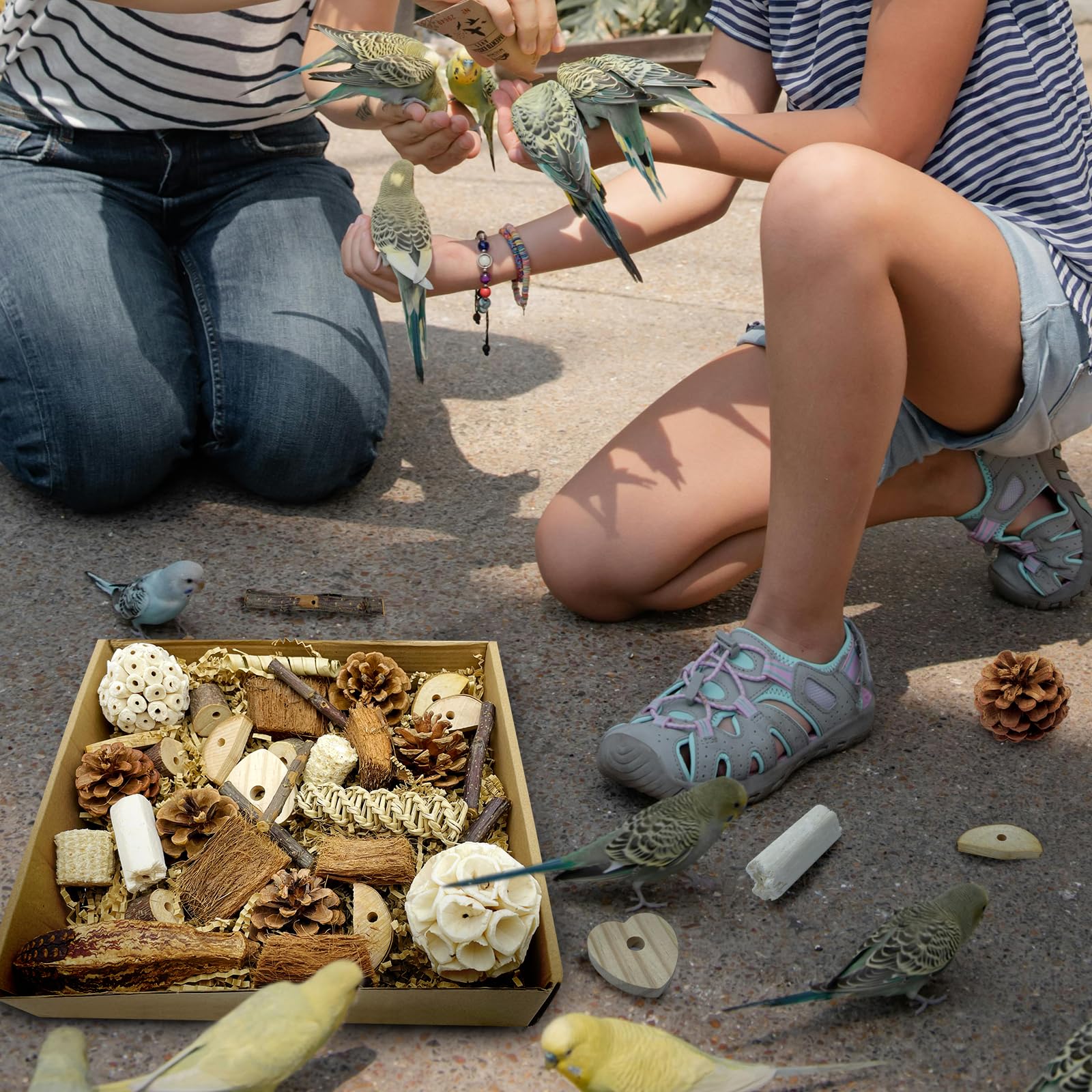 Bird Toys Parrot Toy Birds Foraging&Parrots Tearing Toys Box Interactive Chewing And Shredding Toy For Parakeets, Cockatiels, Ca