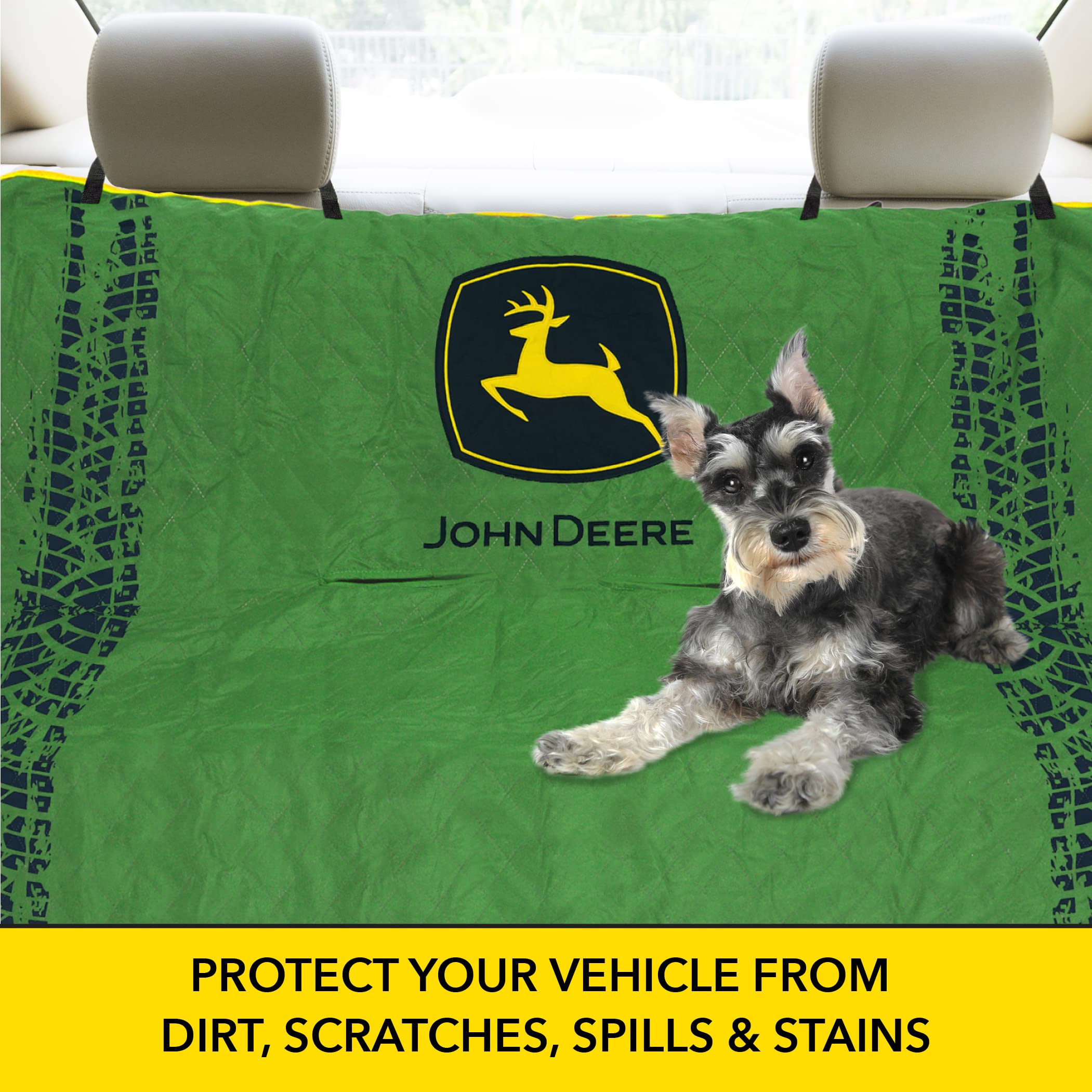 John Deere Pet Car Seat Cover For Dogs & Cats. Licensed Seat Protector For Construction, Tractors, John Deere Fans! Drive Your P