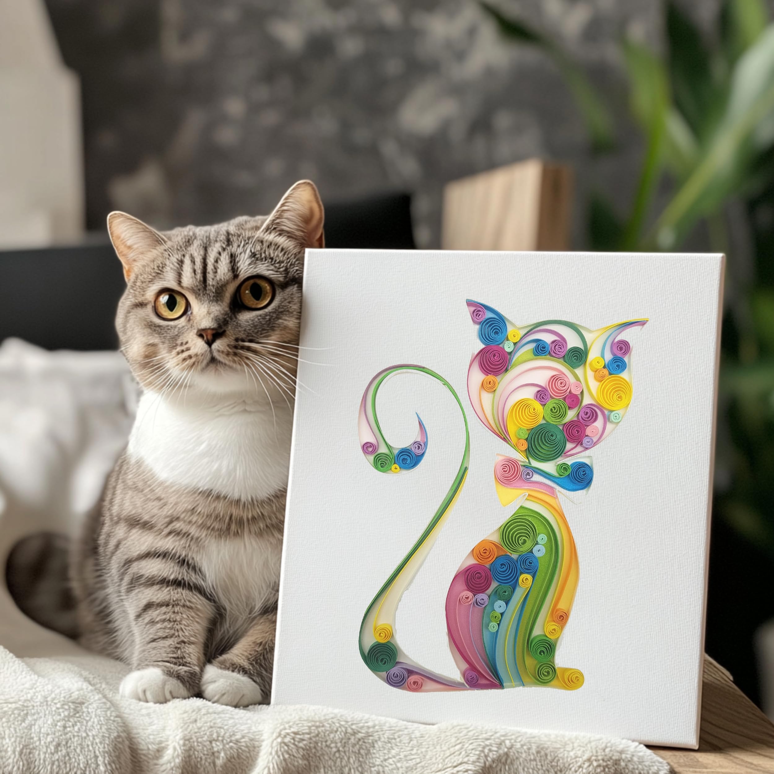Tumybee Cute Cat Card, Animal Kitty Kitten Card For Mother'S Day, Father'S Day, Happy Birthday, Pet Memorial Sympathy, 3D Quilli