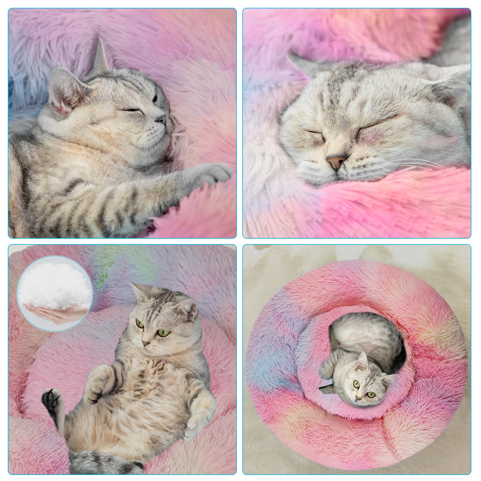 Nisrada Cat Beds For Indoor Cats,20 Inch Dog Bed For Small Melium Large Dogs, Washable-Round Pet Bed For Puppy And Kitten With Slip-Resistant Bottom