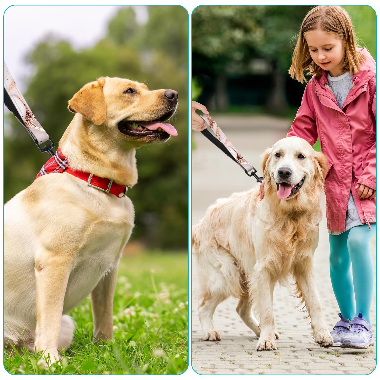 Golden Marble Nylon Short Dog Leash For Training Control - Reflective, Padded Handle - Medium & Large Dogs