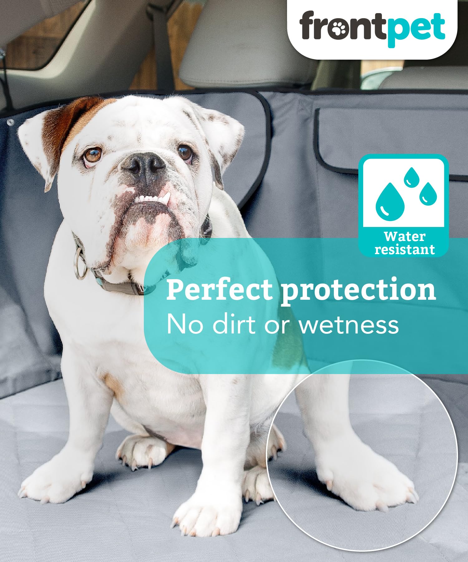 FrontPet SUV Cargo Liner for Dogs - Water-Resistant Pet Trunk Cargo Cover Mat for SUVs and Sedans with Bumper Flap Protector, Tr