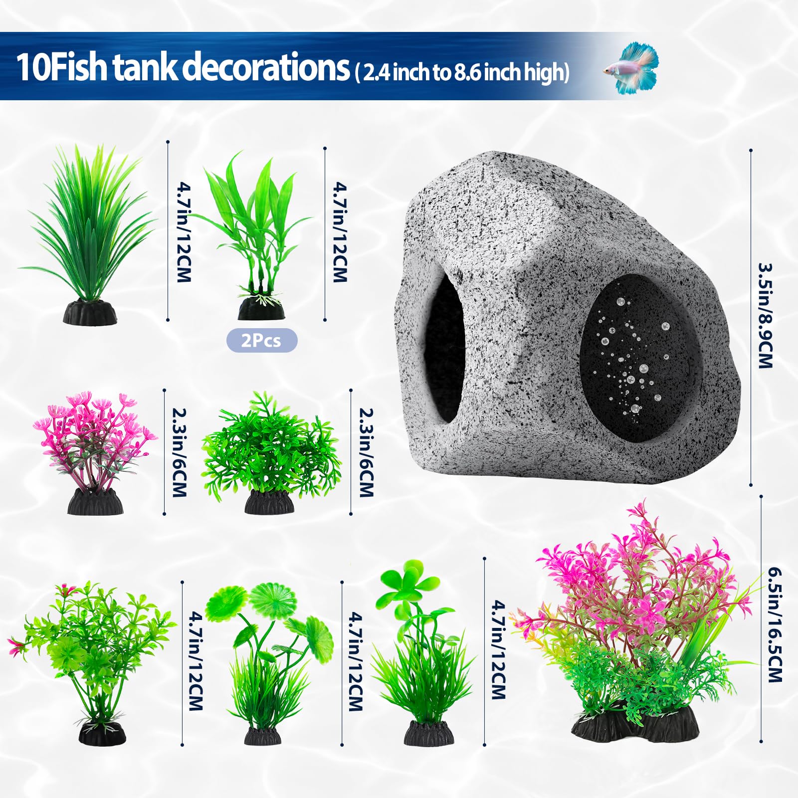Cousduobe 10Pcs Aquarium Hideaway Rock Cave Fish Tank Decorations Quarium,Betta Toys Hideout Stones House,Safe And Non-Toxic Cer