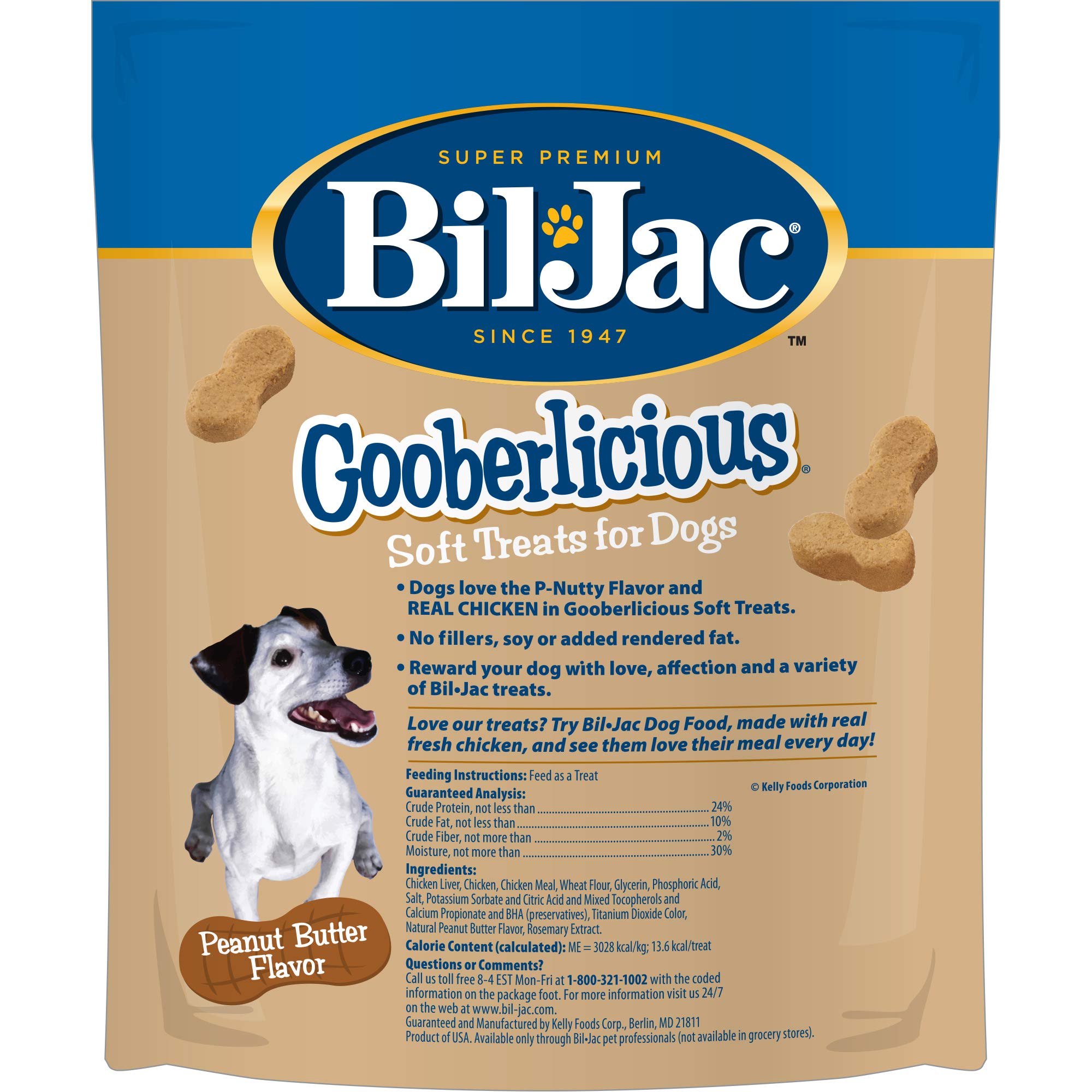 Bil-Jac Dog Treats - Gooberlicious Dog Treats Peanut Butter Soft Puppy Training Treat Rewards, 10oz Resealable Double Zipper Pou